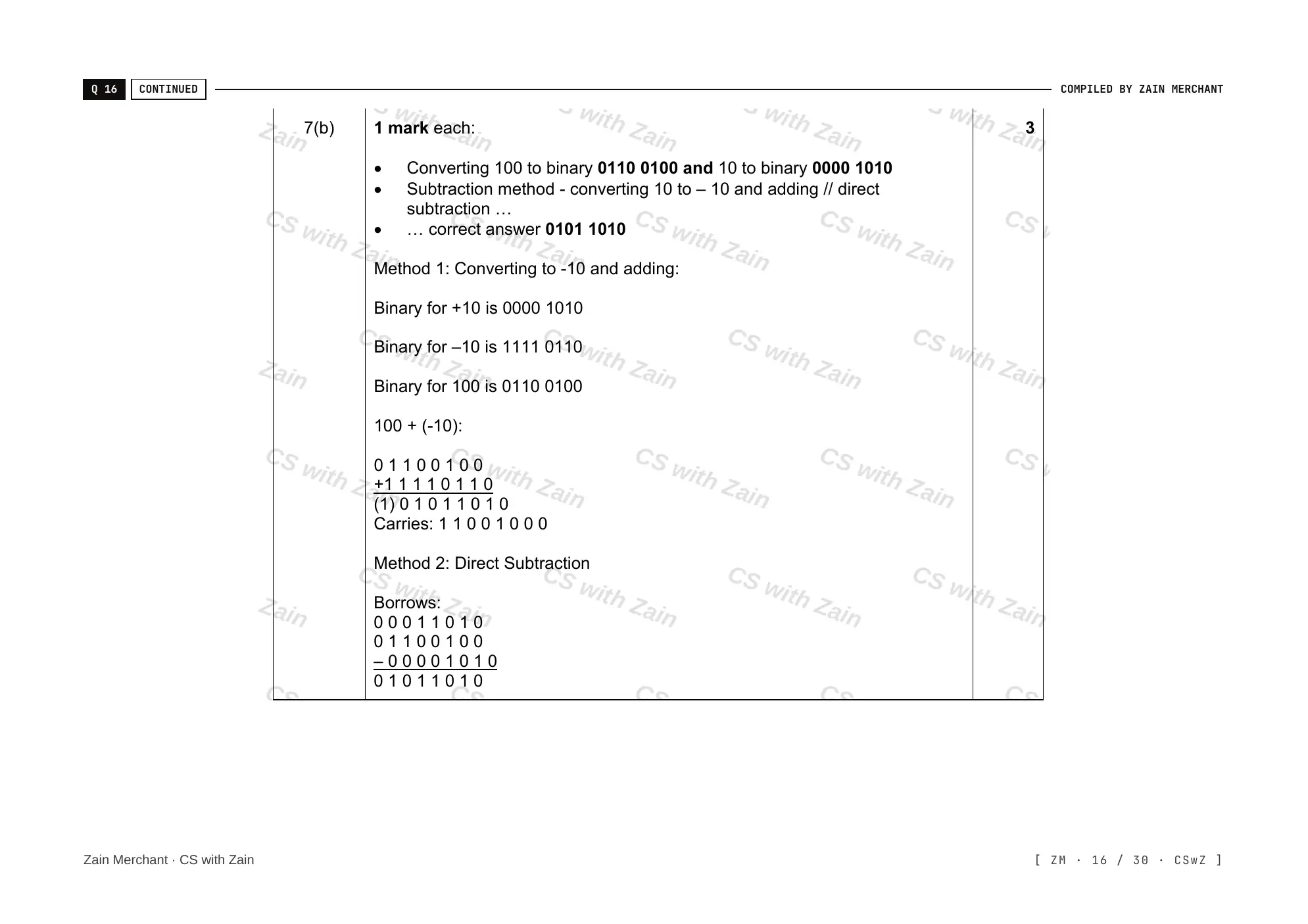 1.1 Data Representation mark scheme, page 15