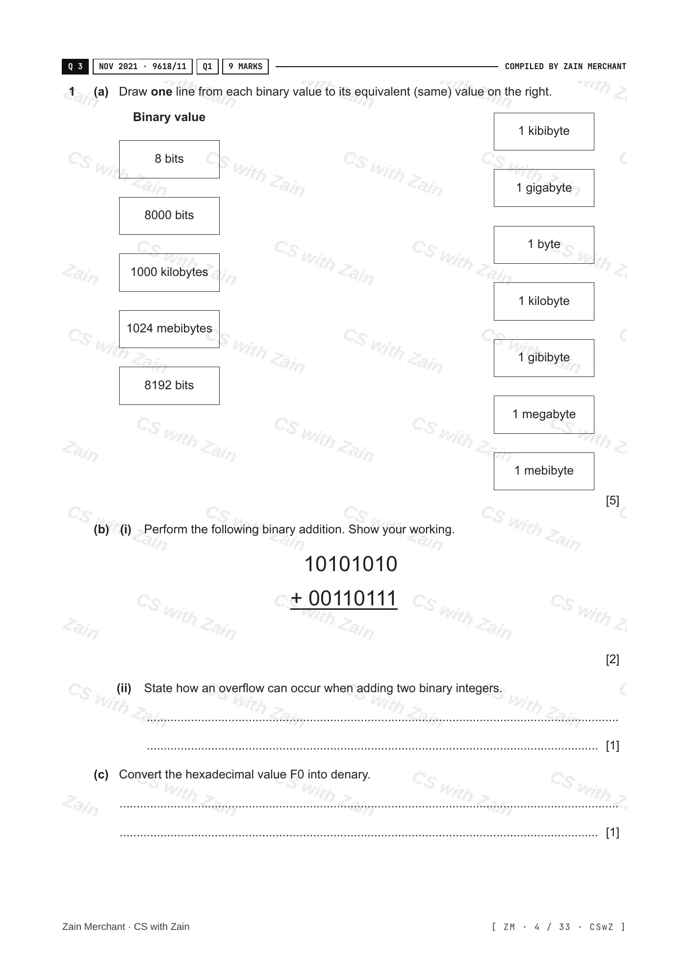 1.1 Data Representation questions, page 3