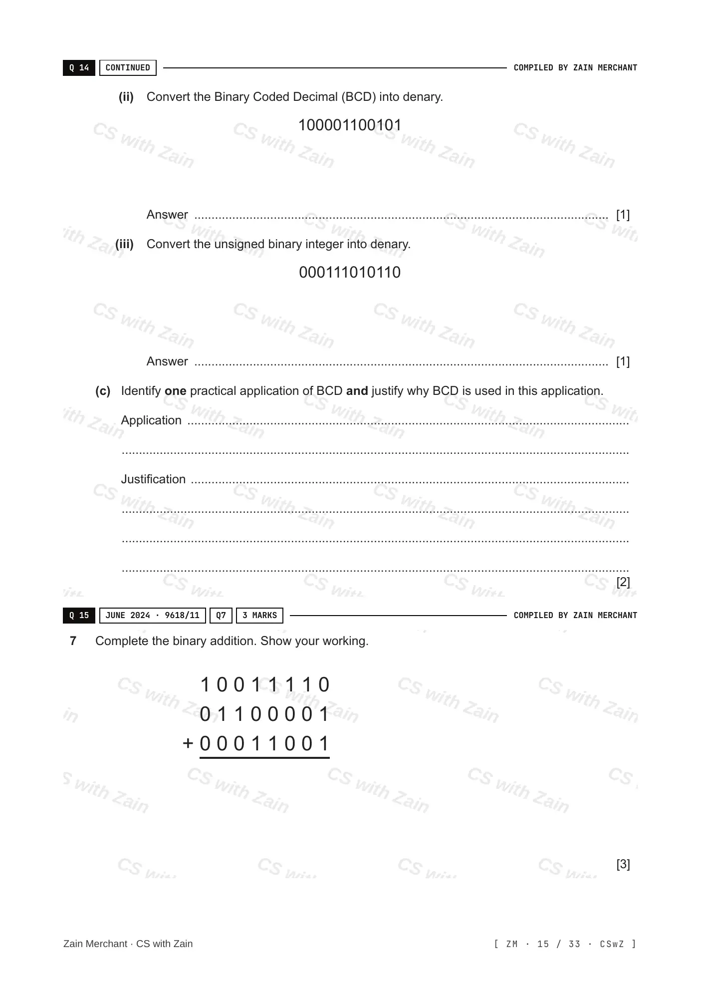 1.1 Data Representation questions, page 14