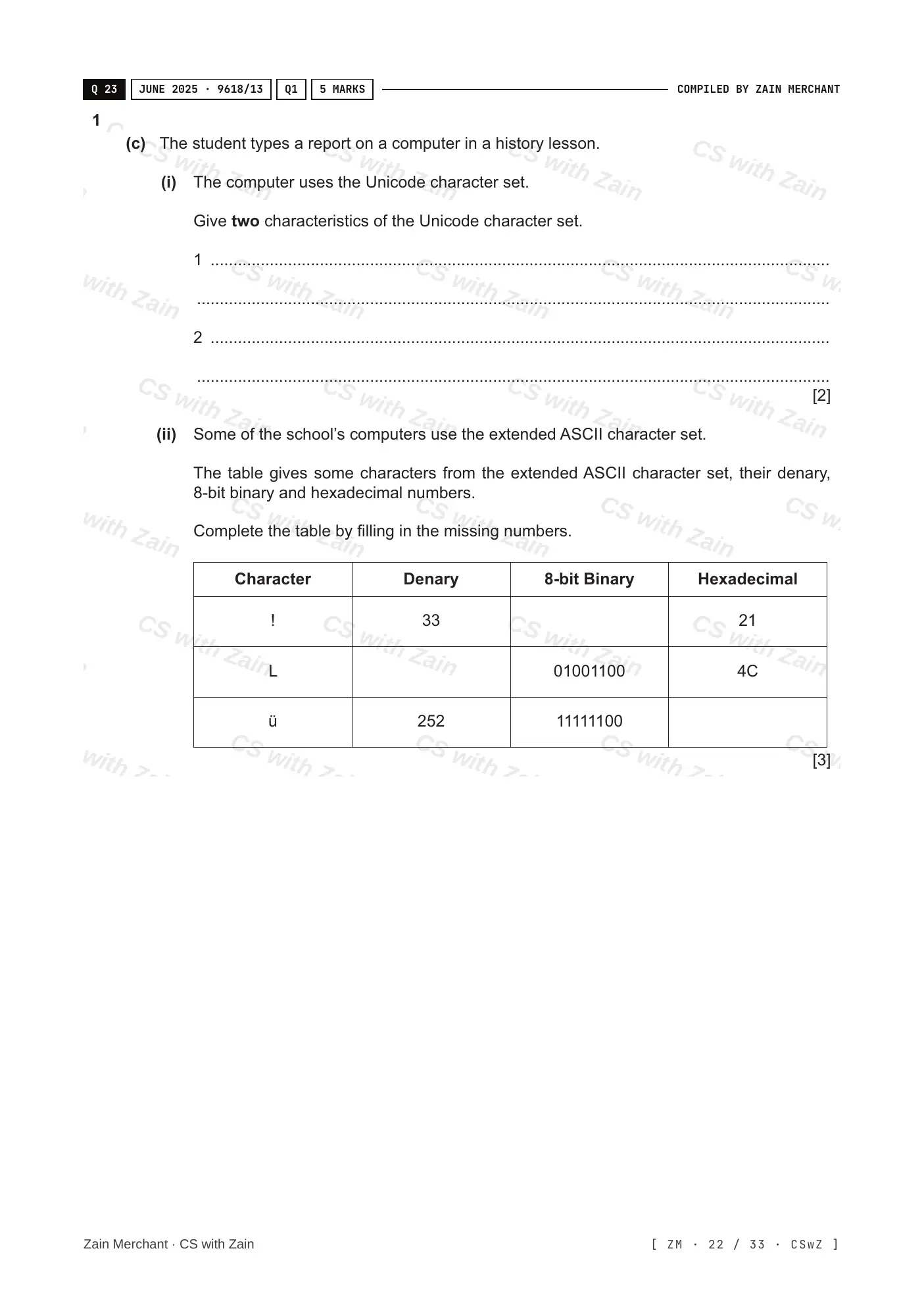 1.1 Data Representation questions, page 21