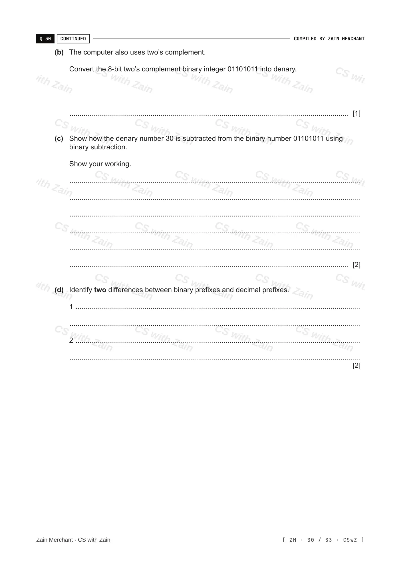 1.1 Data Representation questions, page 29