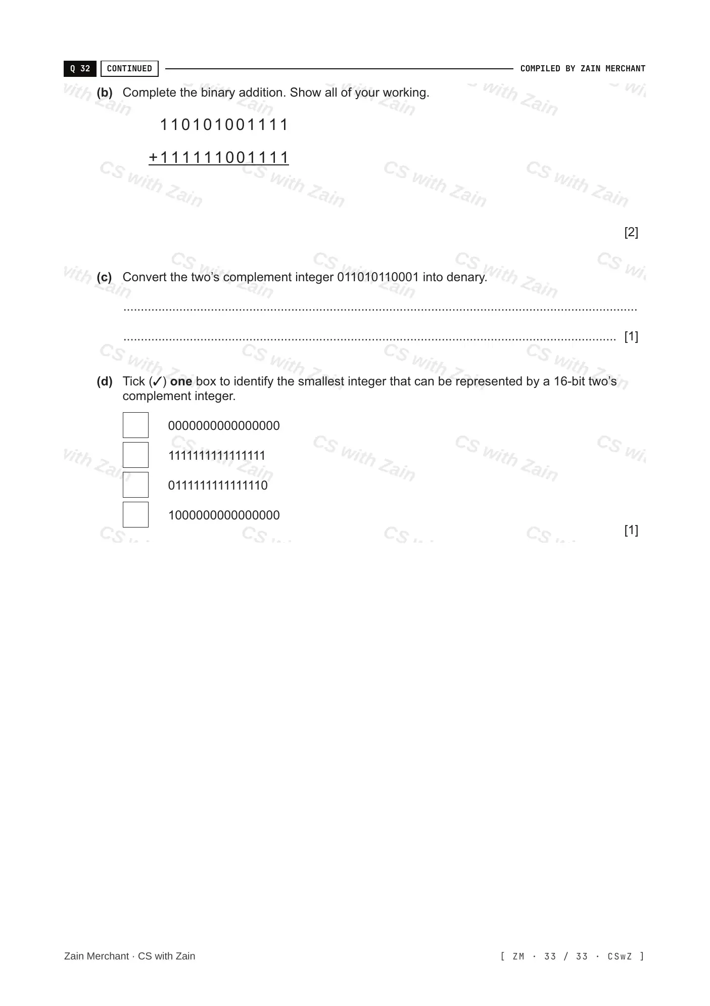1.1 Data Representation questions, page 32
