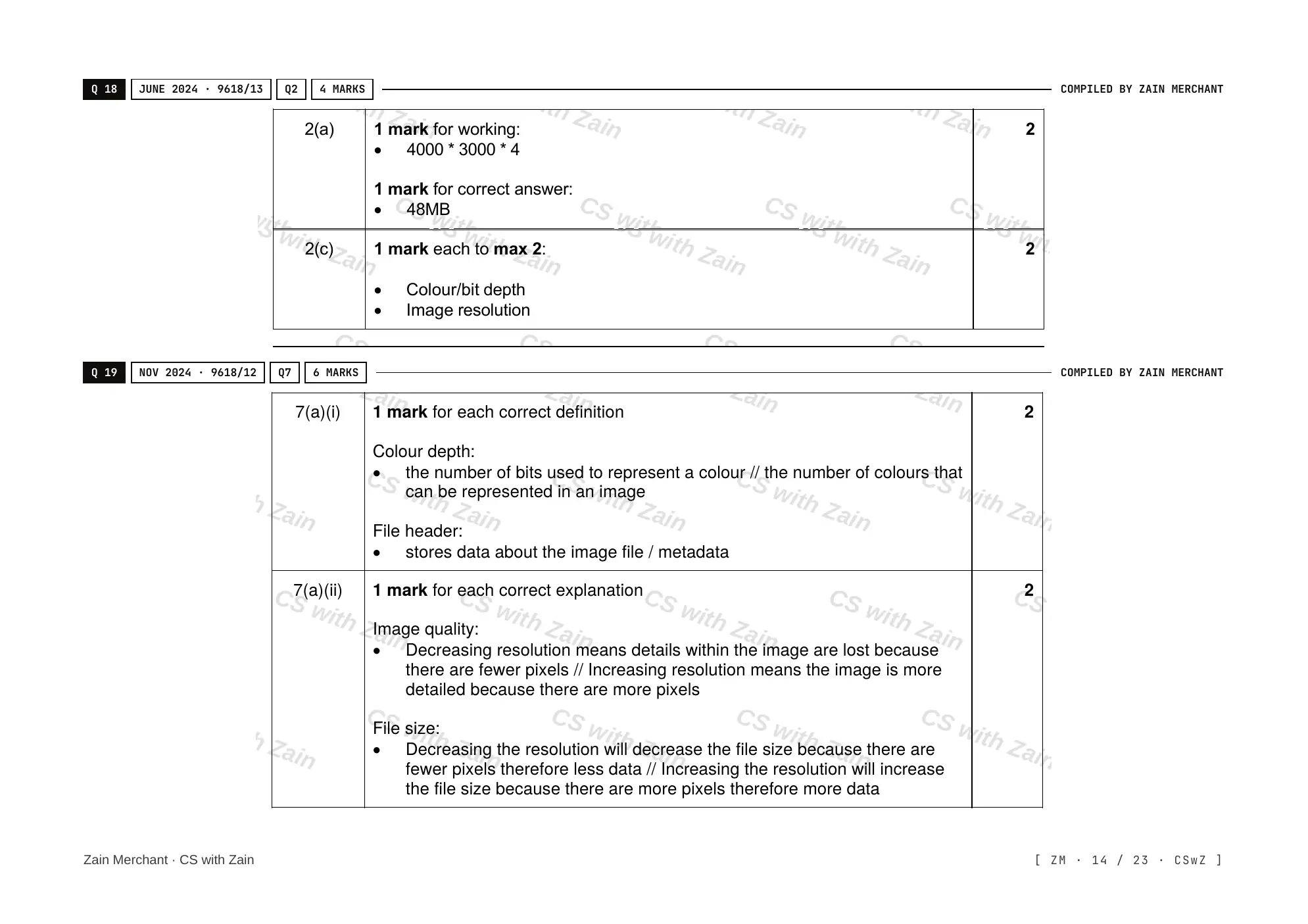 1.2 Multimedia mark scheme, page 13