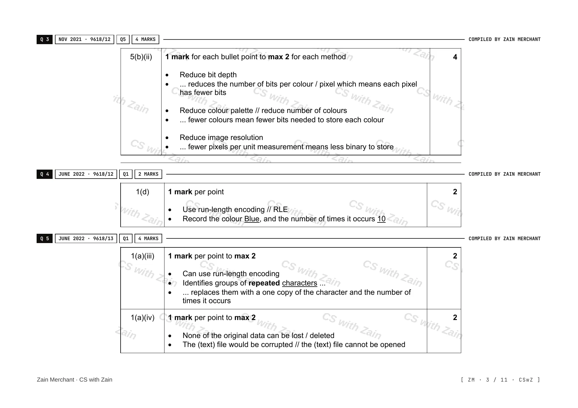 1.3 Compression mark scheme, page 2