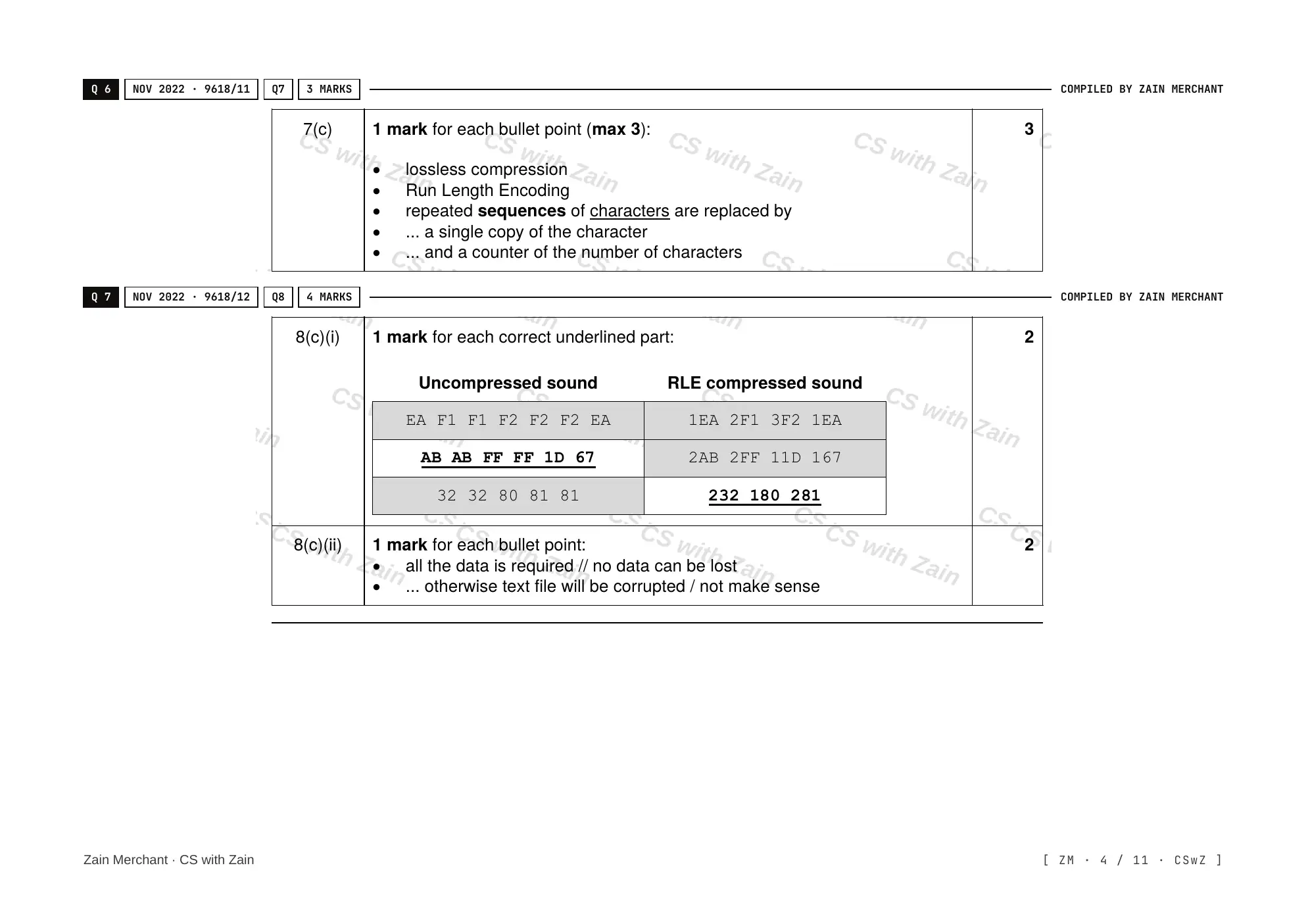 1.3 Compression mark scheme, page 3