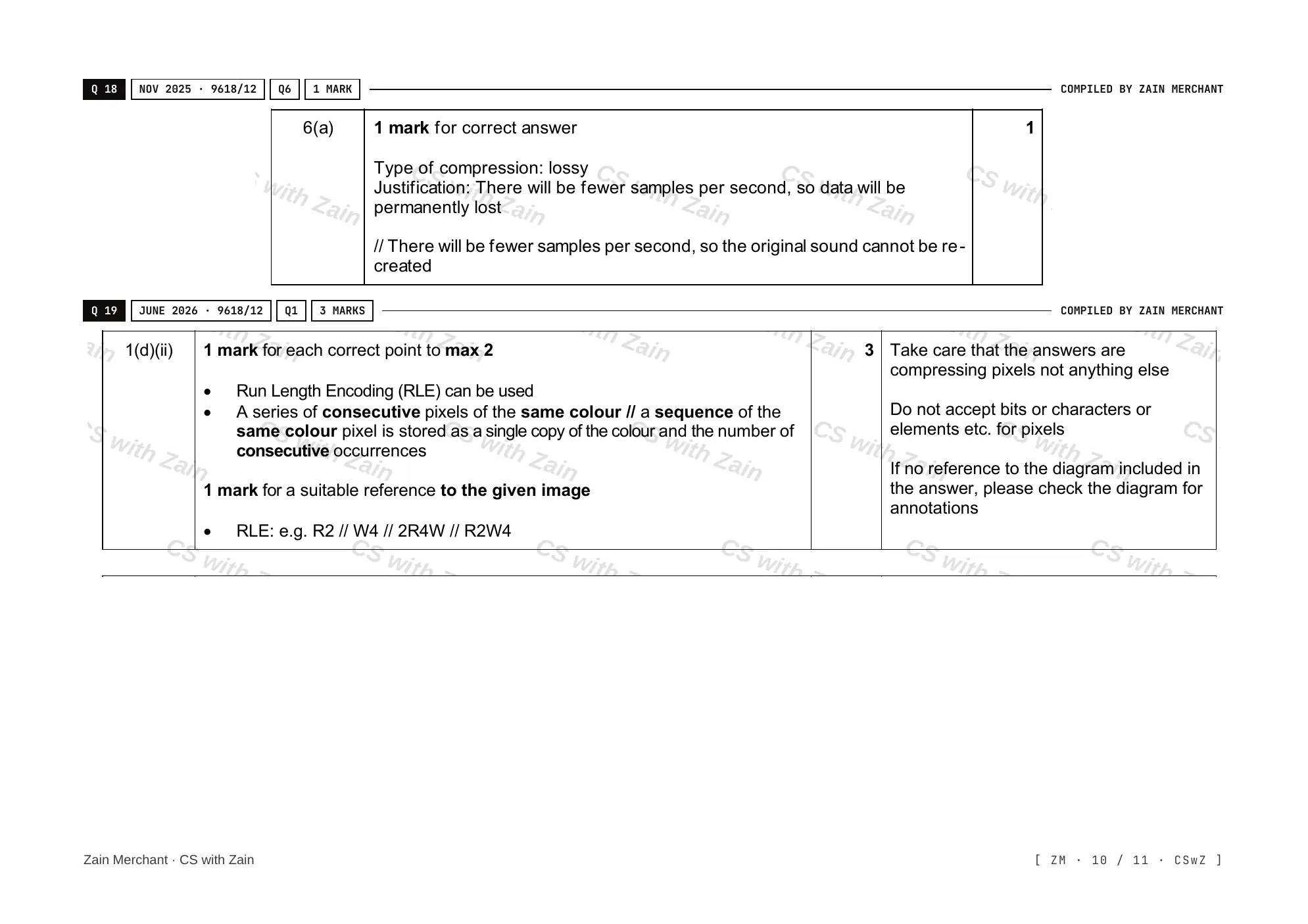 1.3 Compression mark scheme, page 9