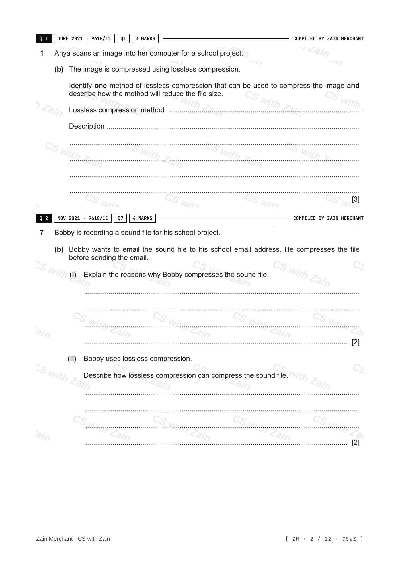 1.3 Compression questions, page 1