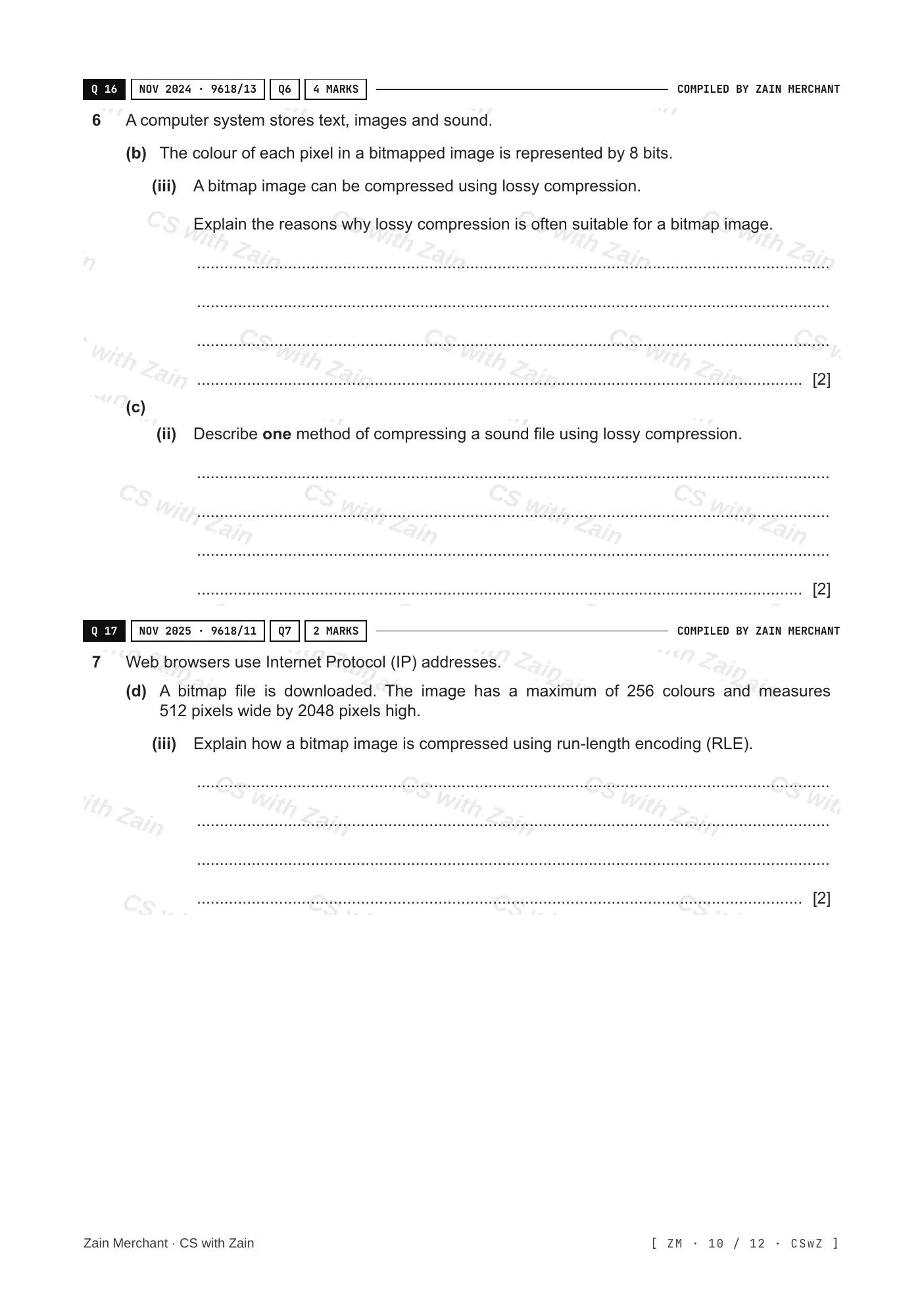 1.3 Compression questions, page 9