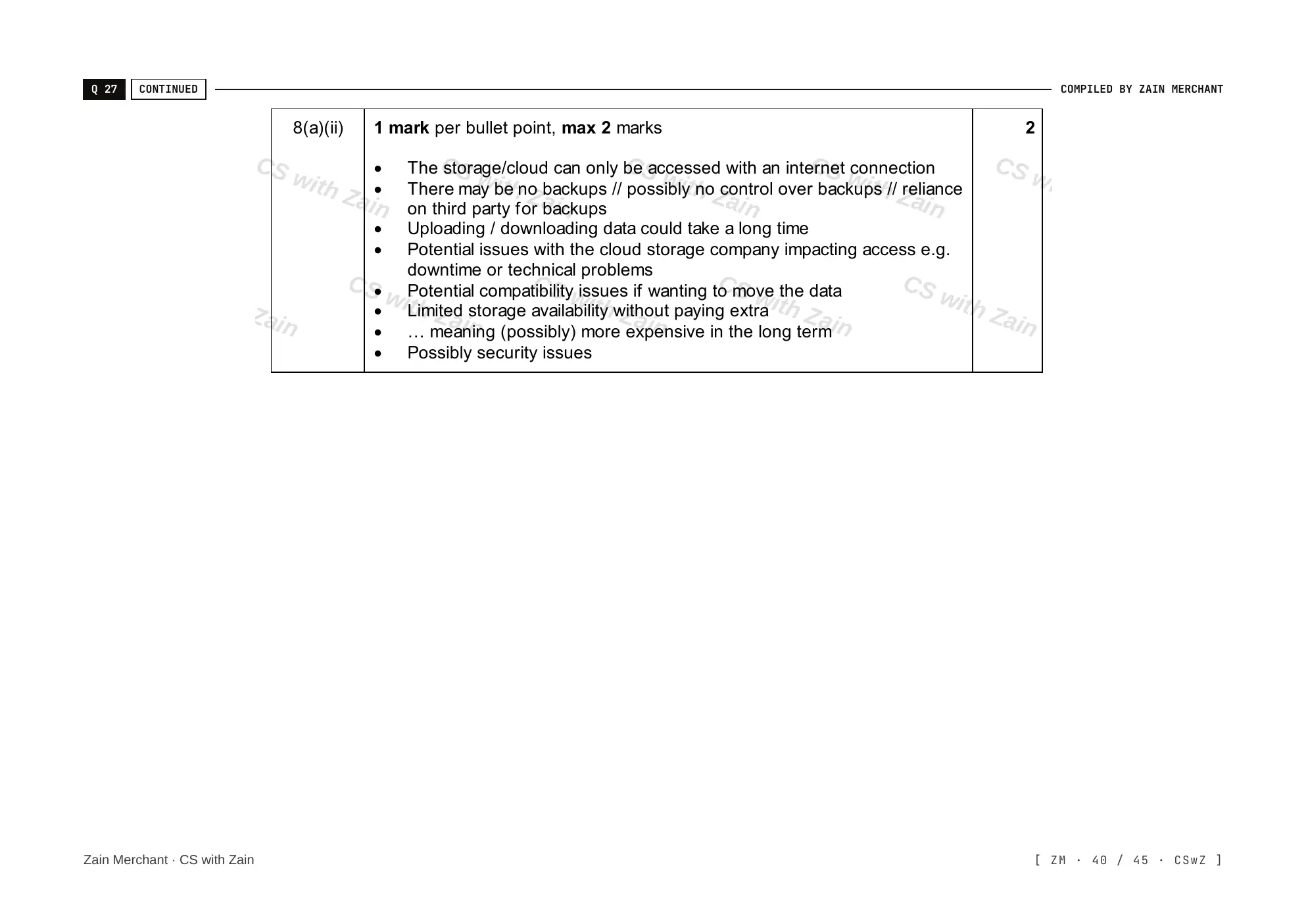 2.1 Networks including the internet mark scheme, page 39