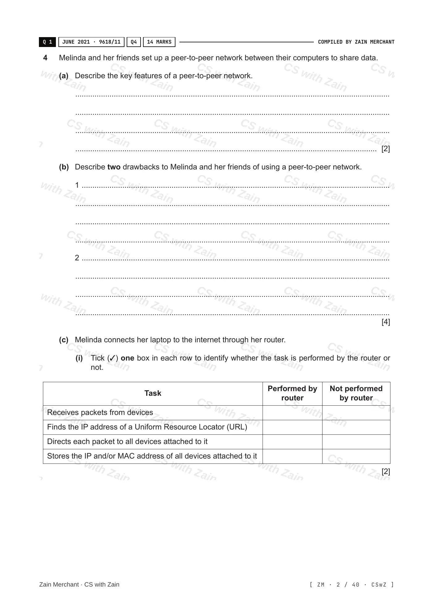 2.1 Networks including the internet questions, page 1
