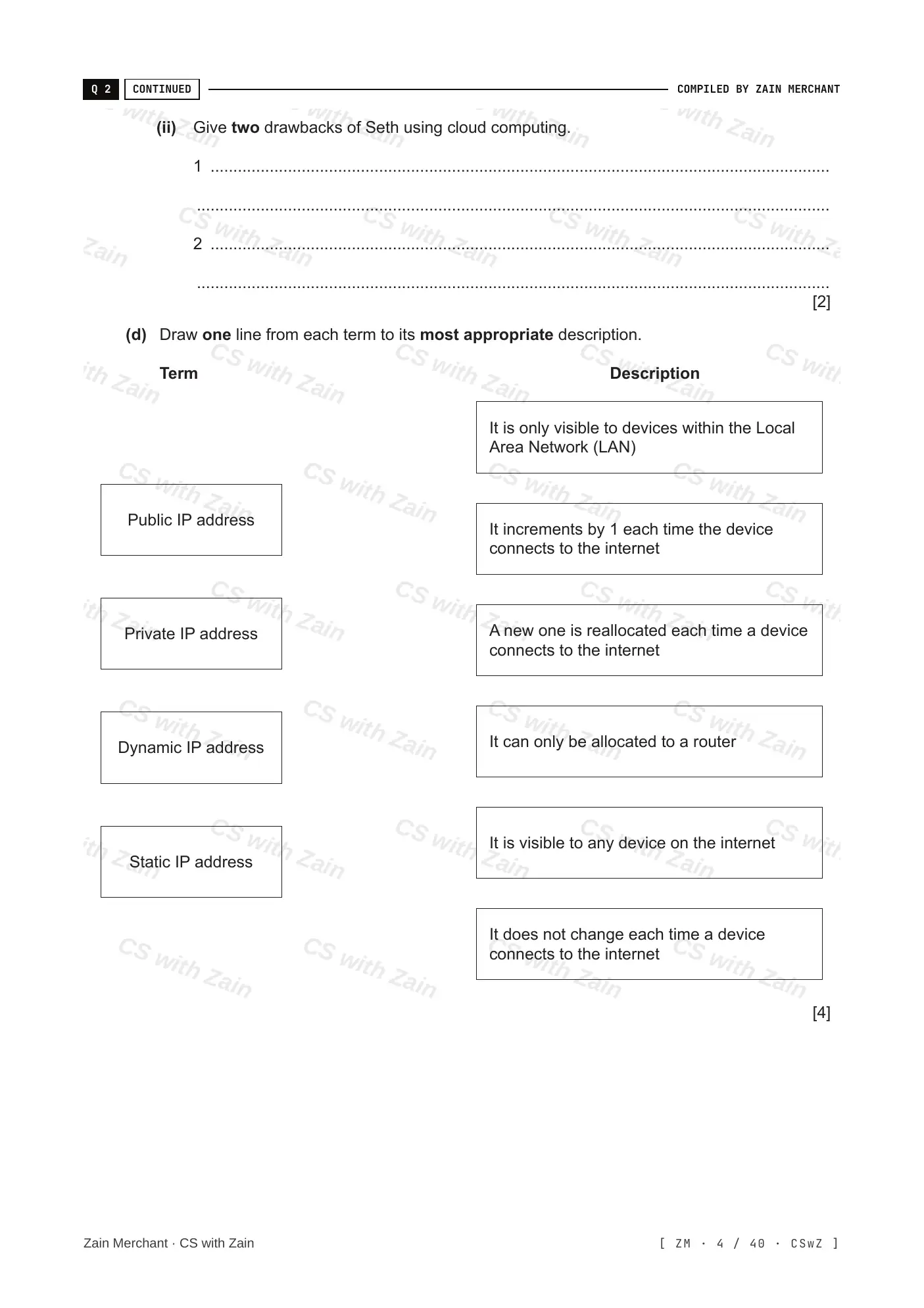 2.1 Networks including the internet questions, page 3