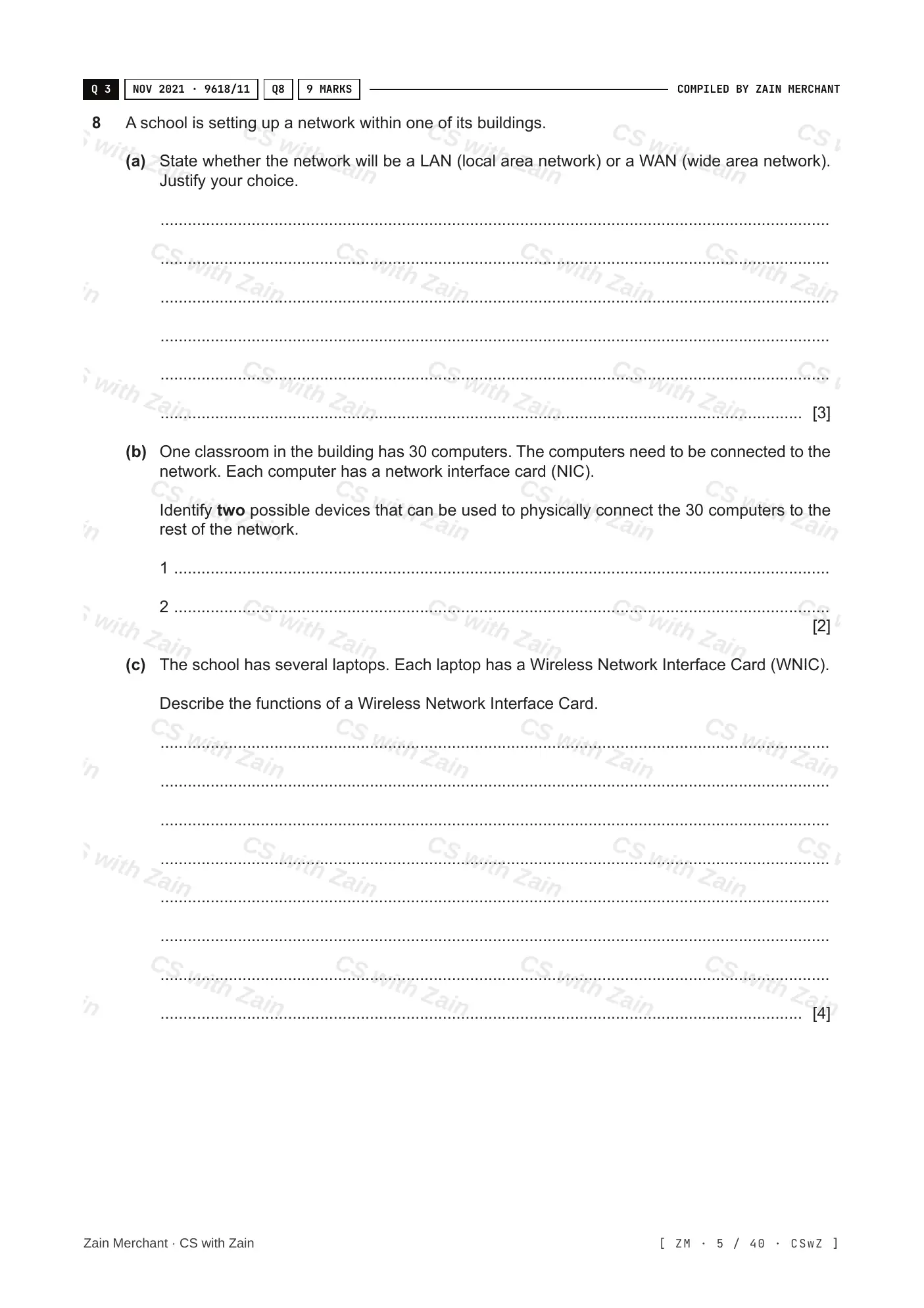 2.1 Networks including the internet questions, page 4