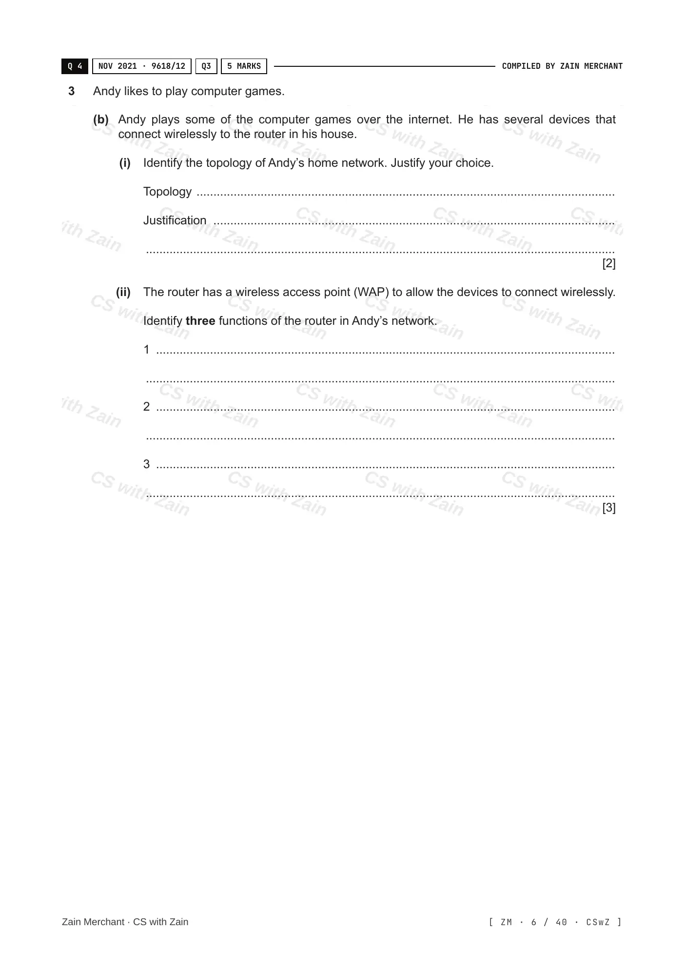 2.1 Networks including the internet questions, page 5