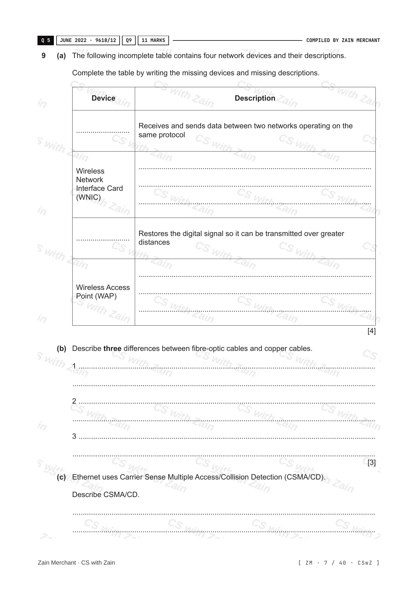 2.1 Networks including the internet questions, page 6