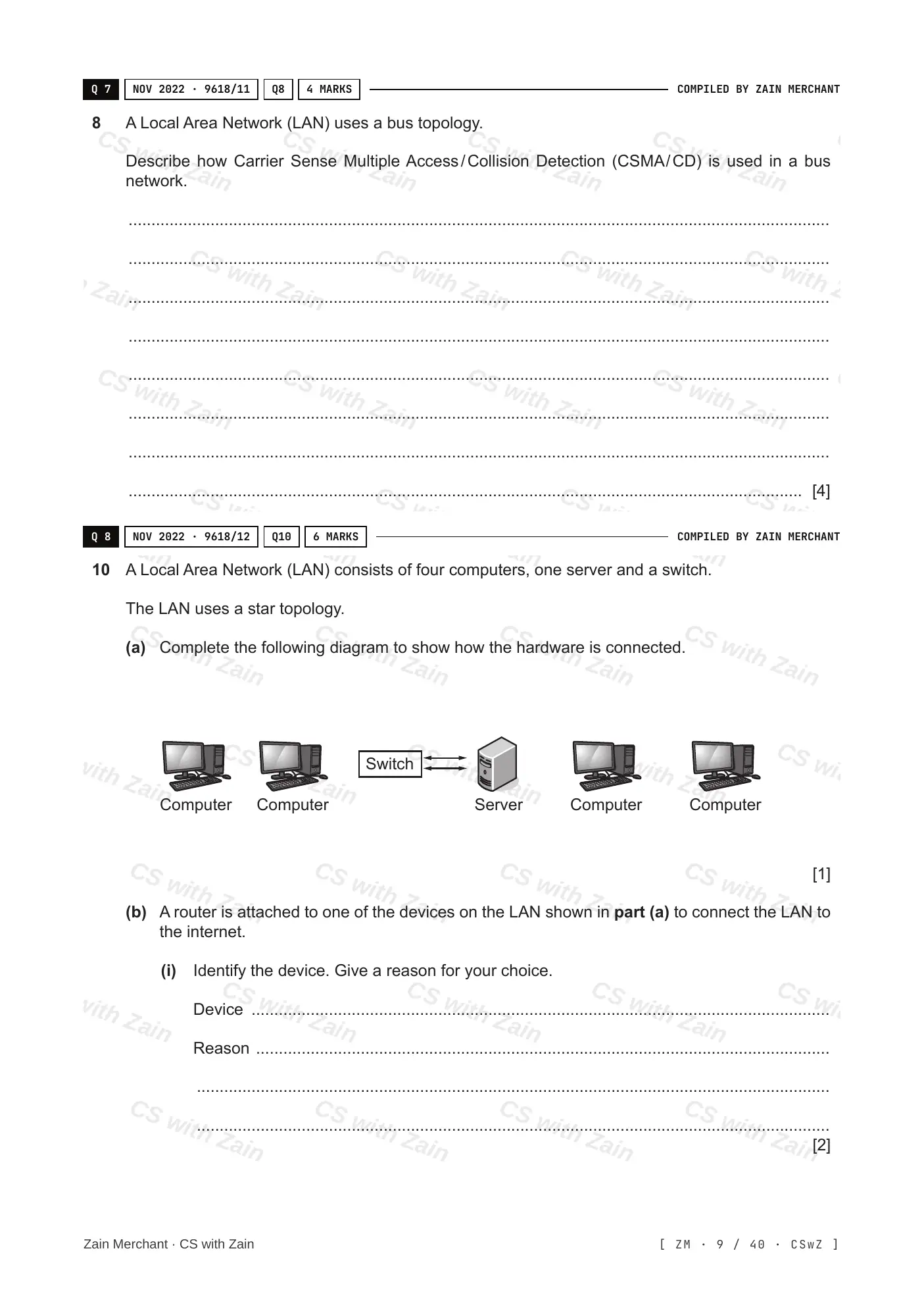 2.1 Networks including the internet questions, page 8