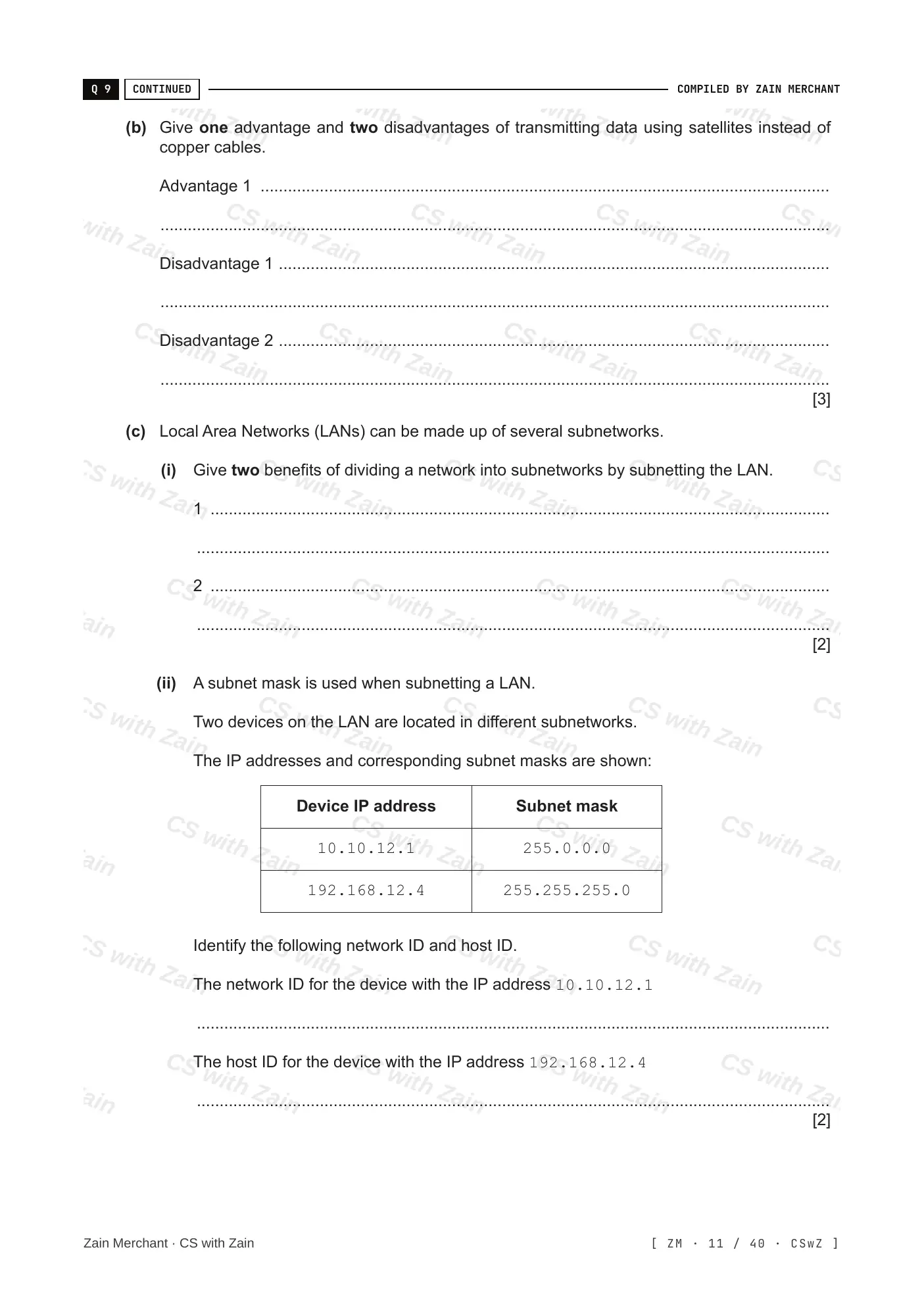 2.1 Networks including the internet questions, page 10