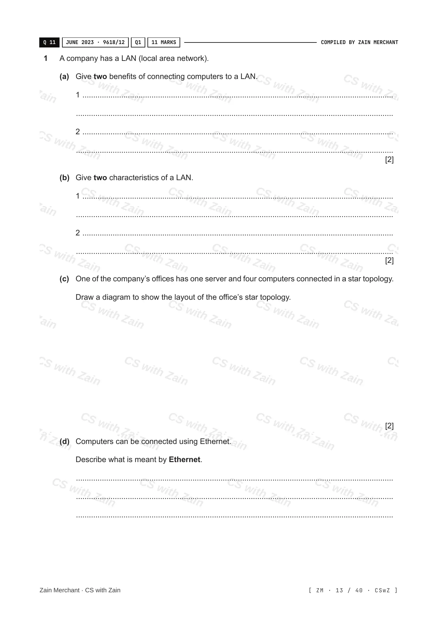 2.1 Networks including the internet questions, page 12