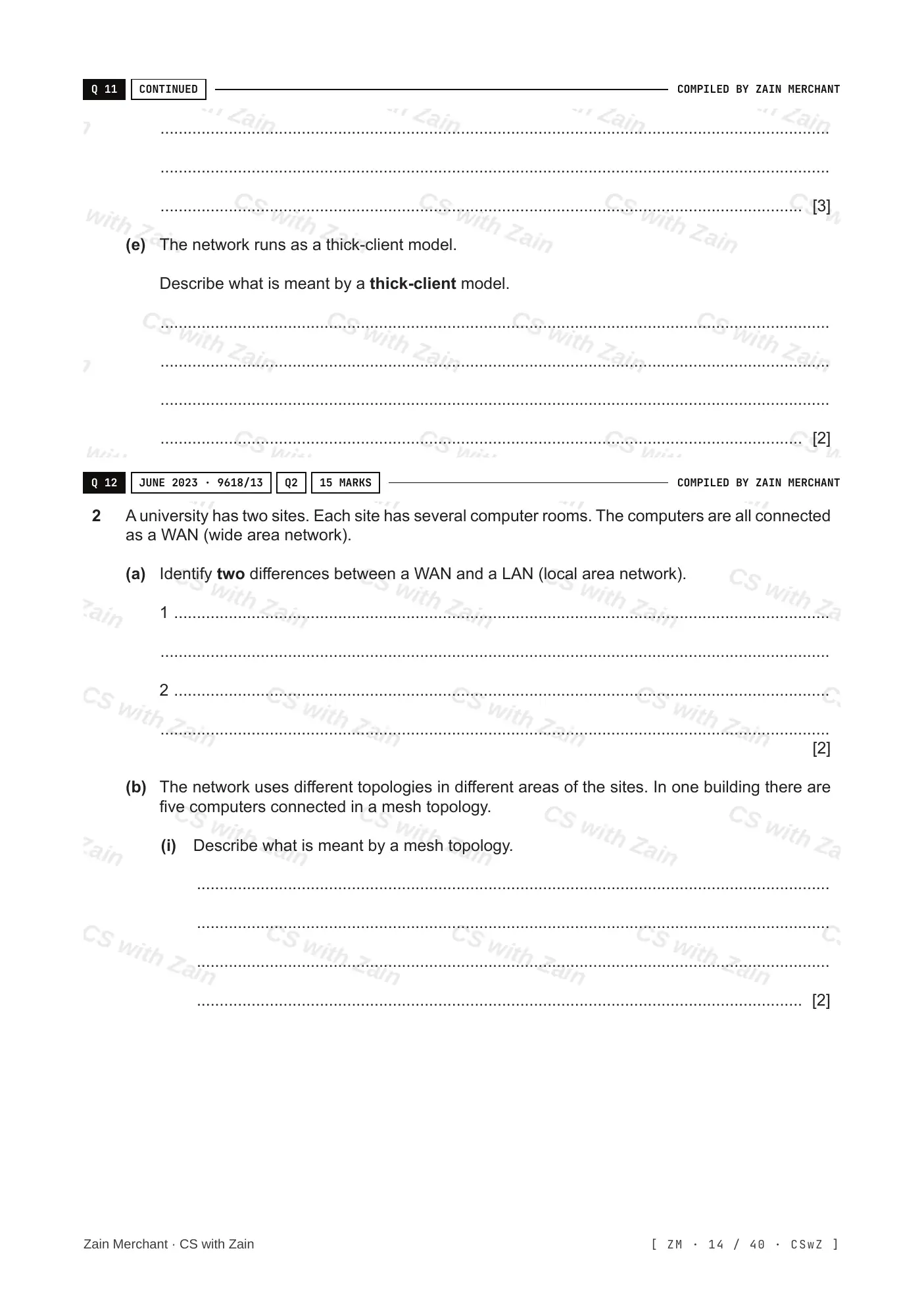 2.1 Networks including the internet questions, page 13