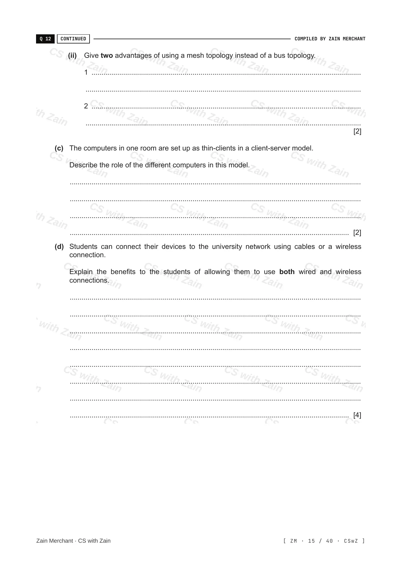 2.1 Networks including the internet questions, page 14