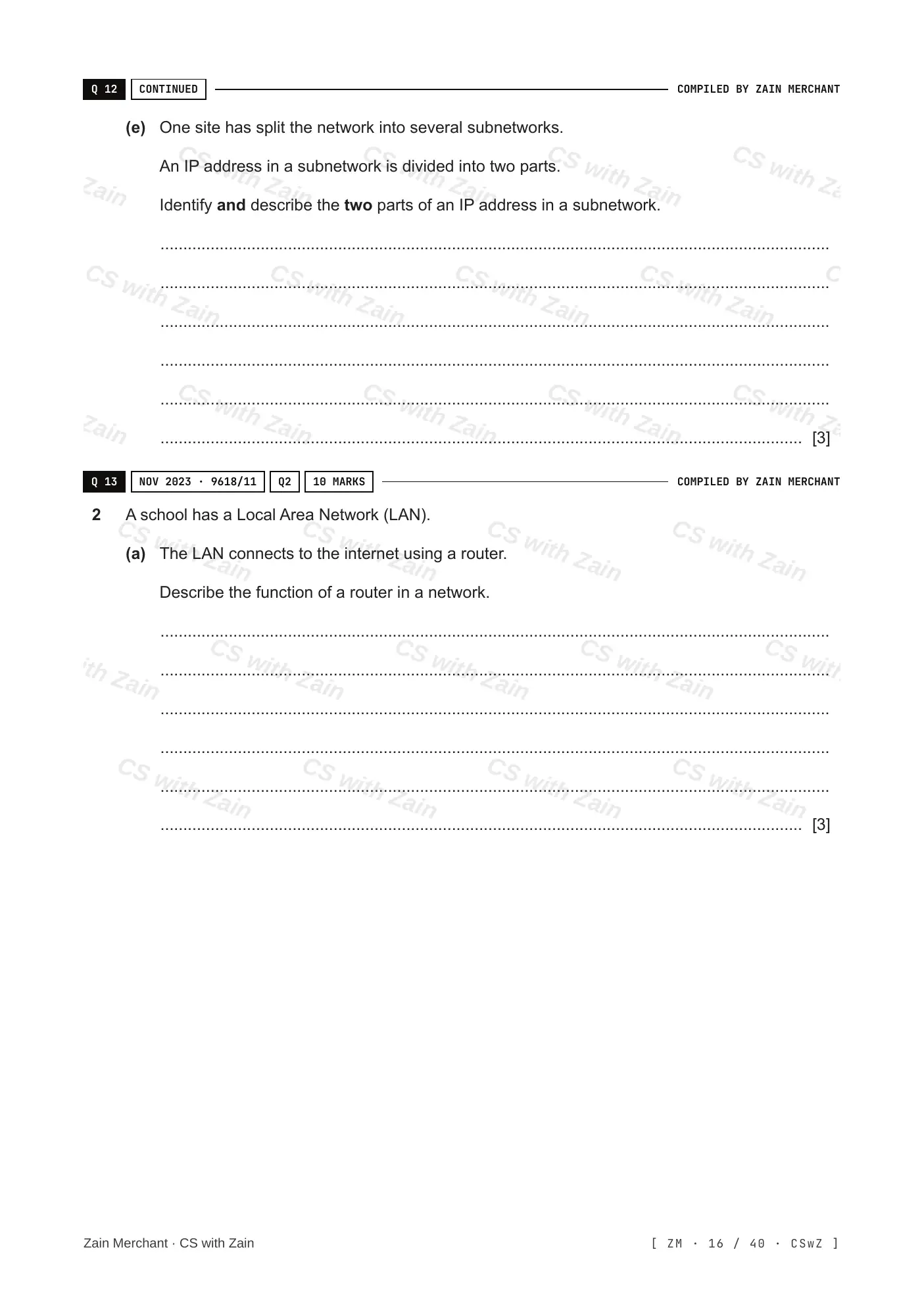 2.1 Networks including the internet questions, page 15