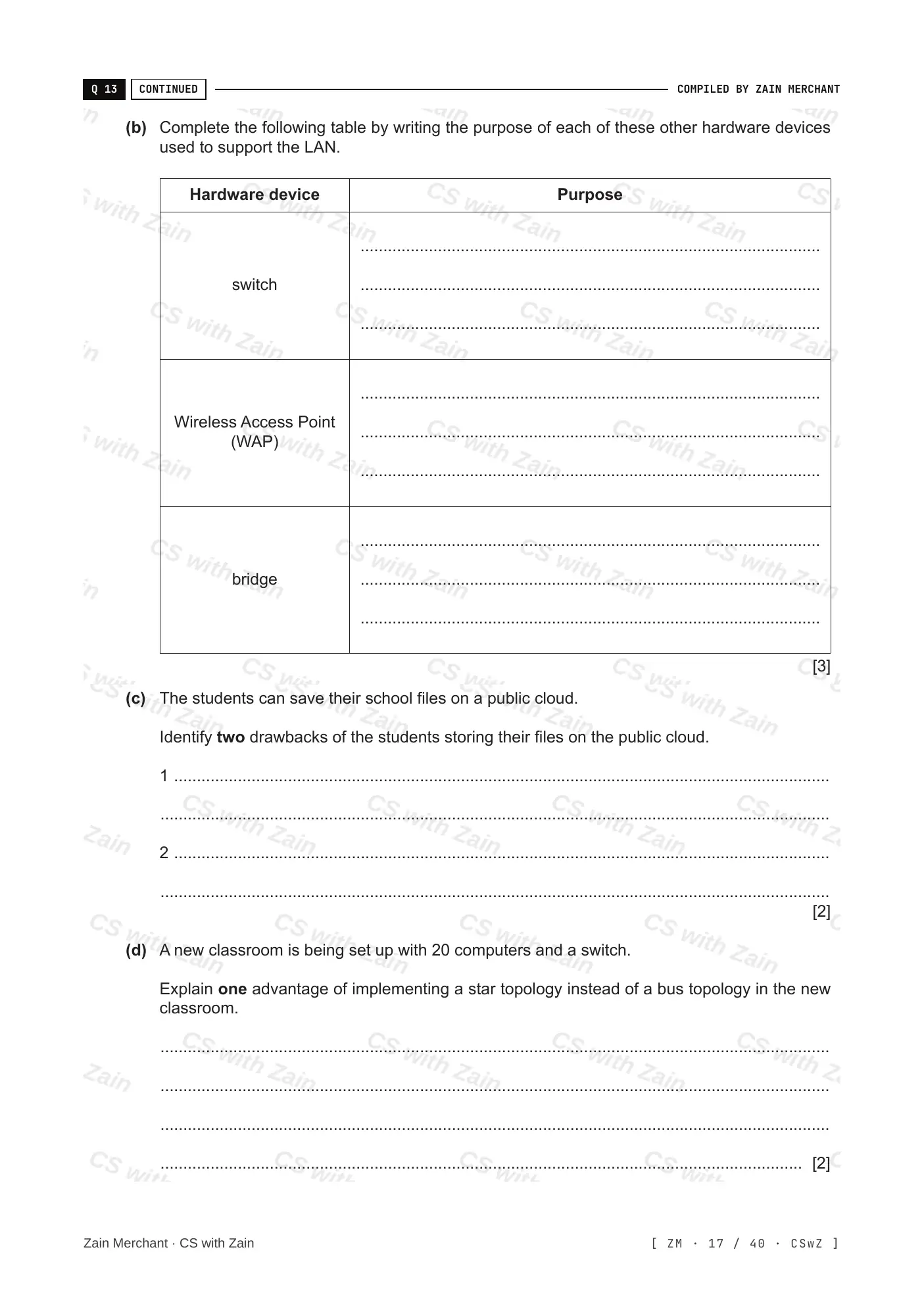 2.1 Networks including the internet questions, page 16