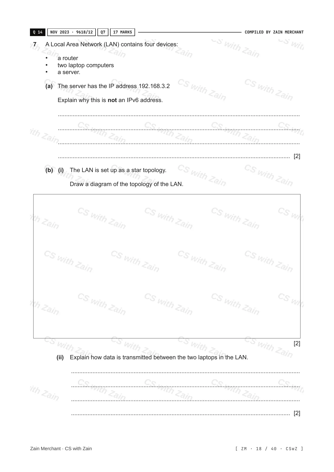 2.1 Networks including the internet questions, page 17