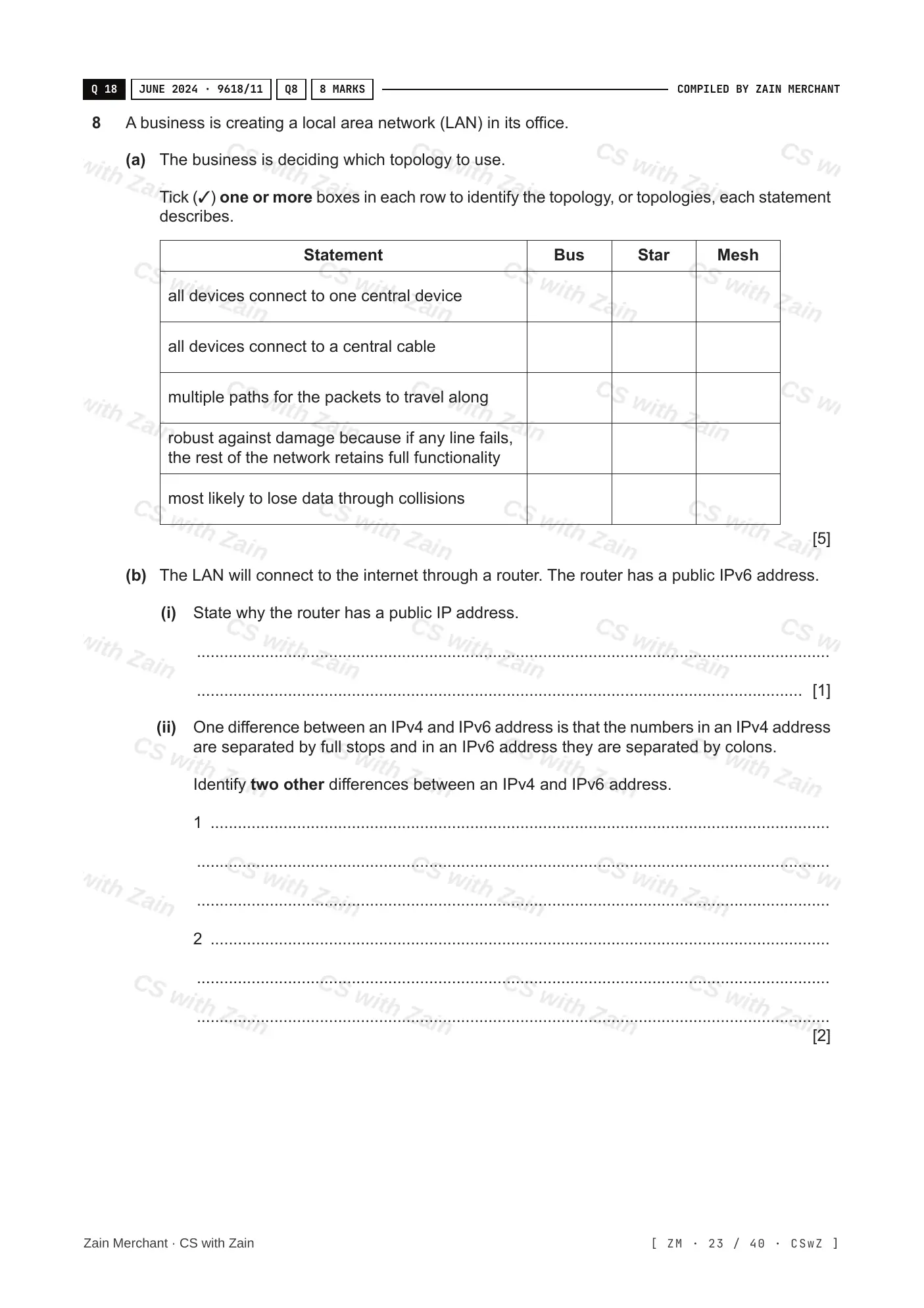 2.1 Networks including the internet questions, page 22