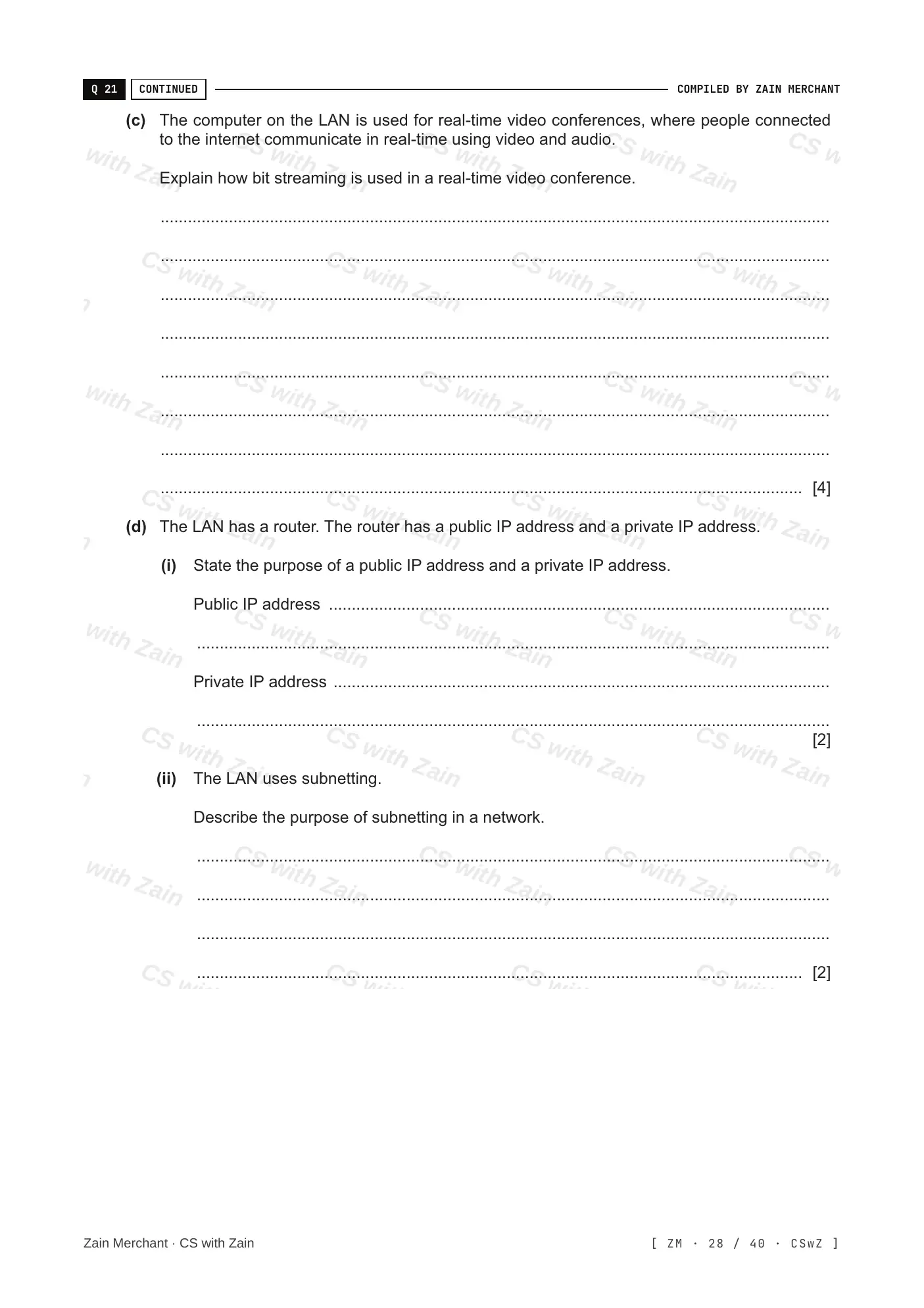2.1 Networks including the internet questions, page 27