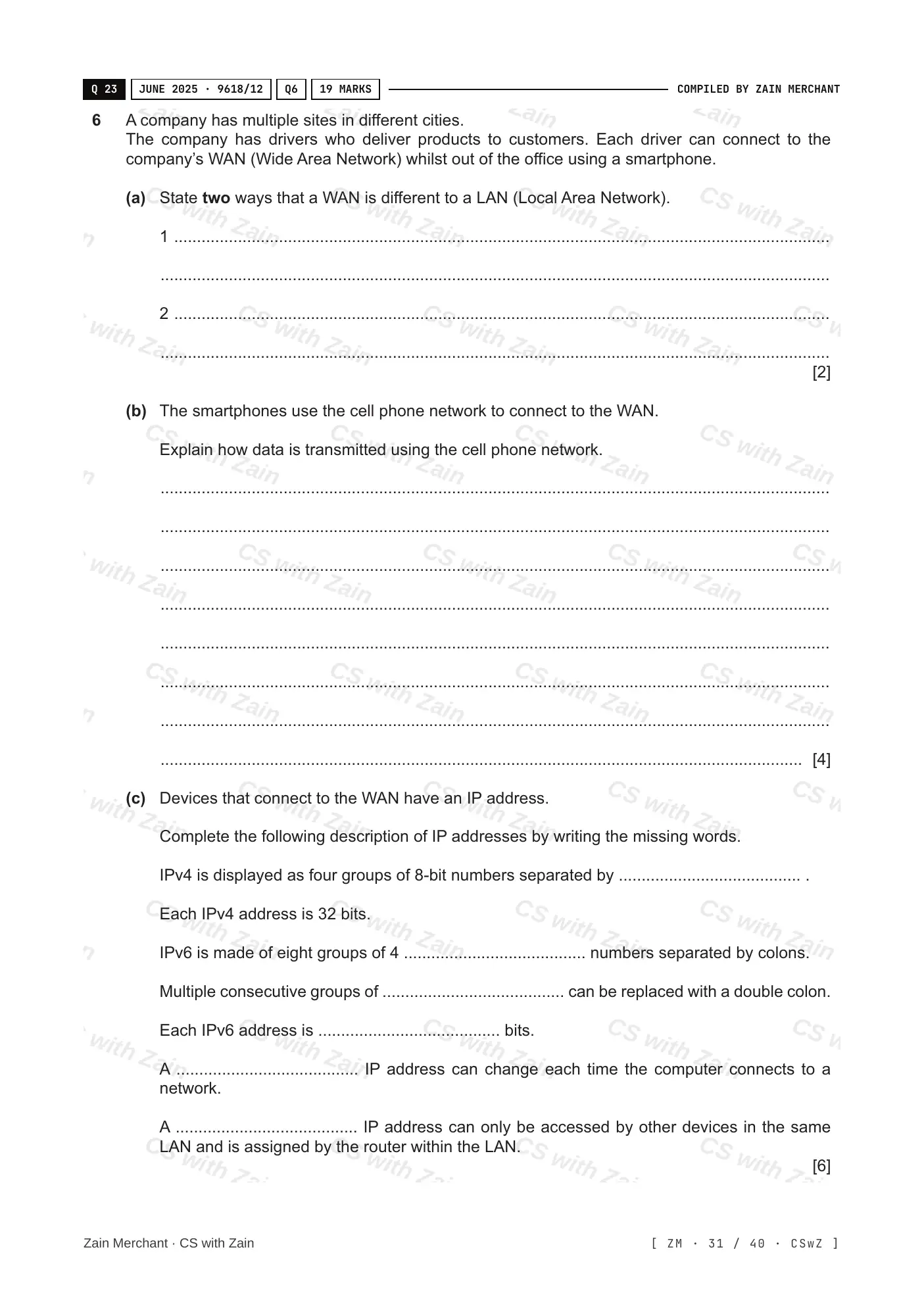 2.1 Networks including the internet questions, page 30