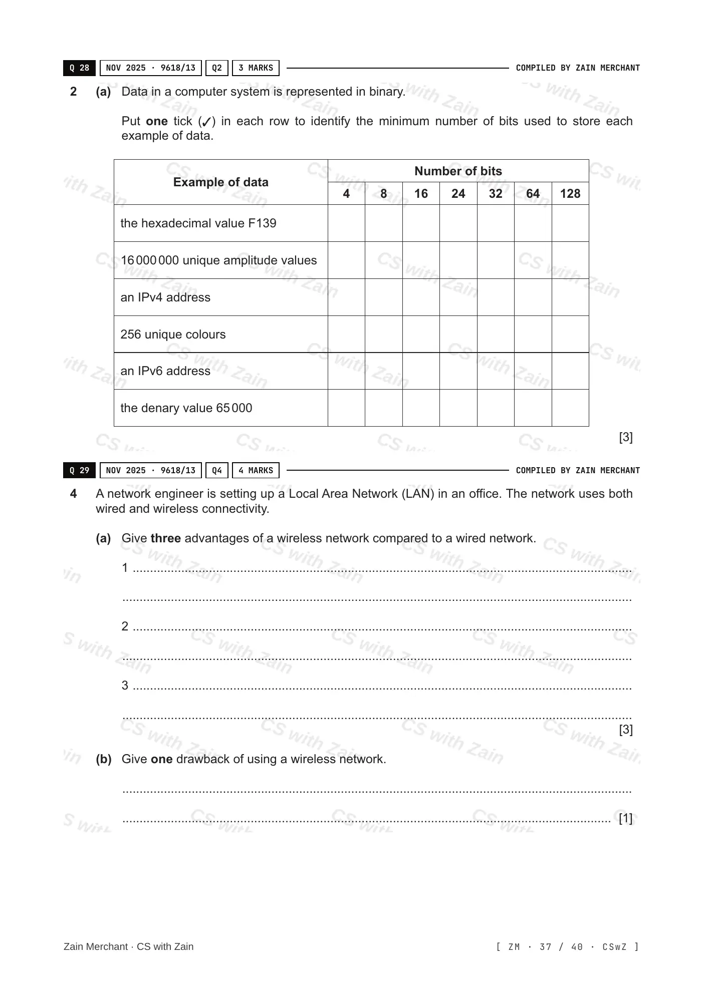 2.1 Networks including the internet questions, page 36