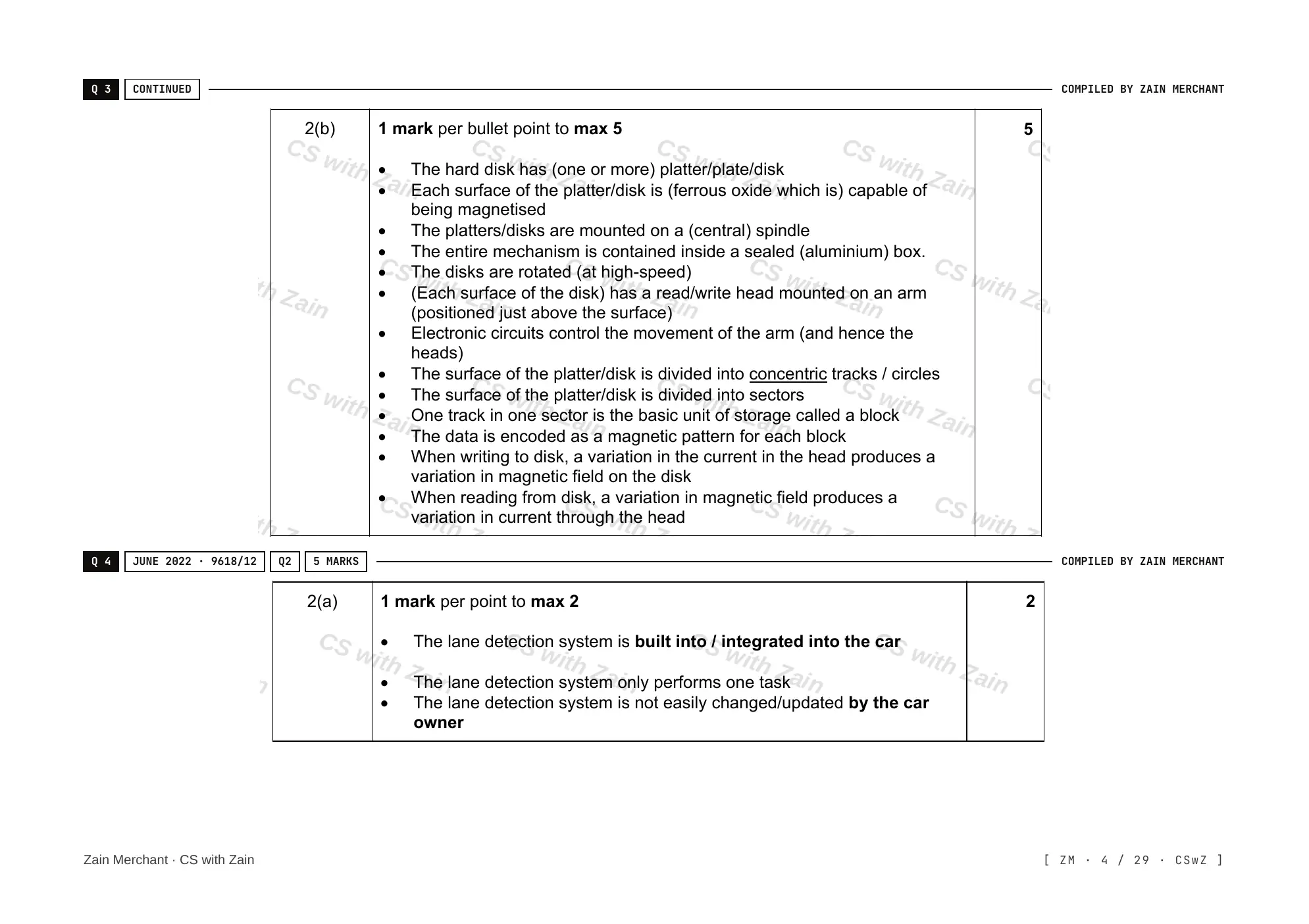 3.1 Computers and their components mark scheme, page 3