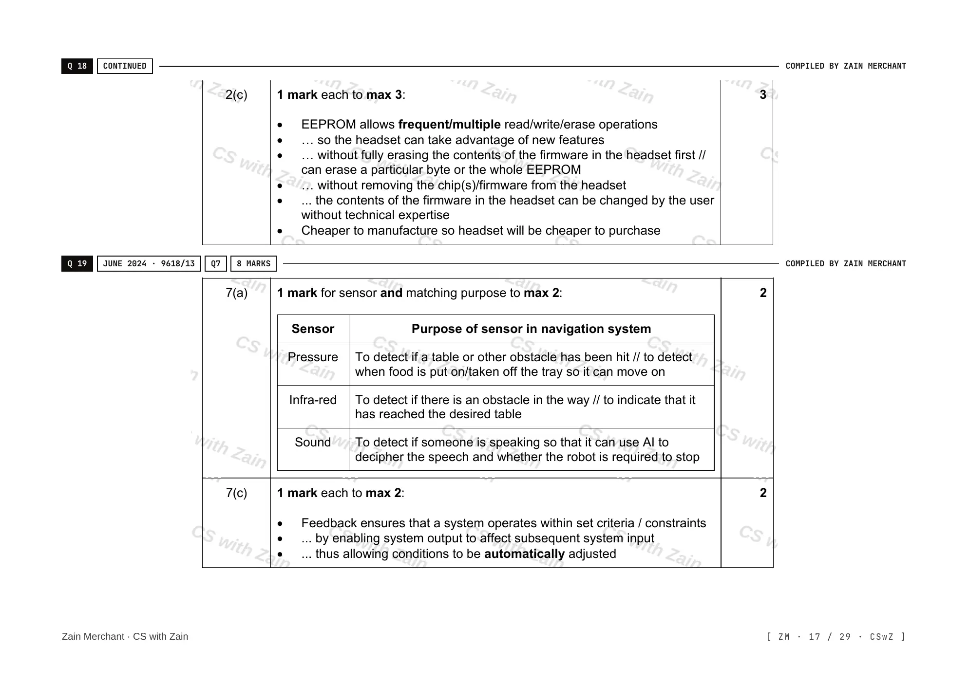 3.1 Computers and their components mark scheme, page 16