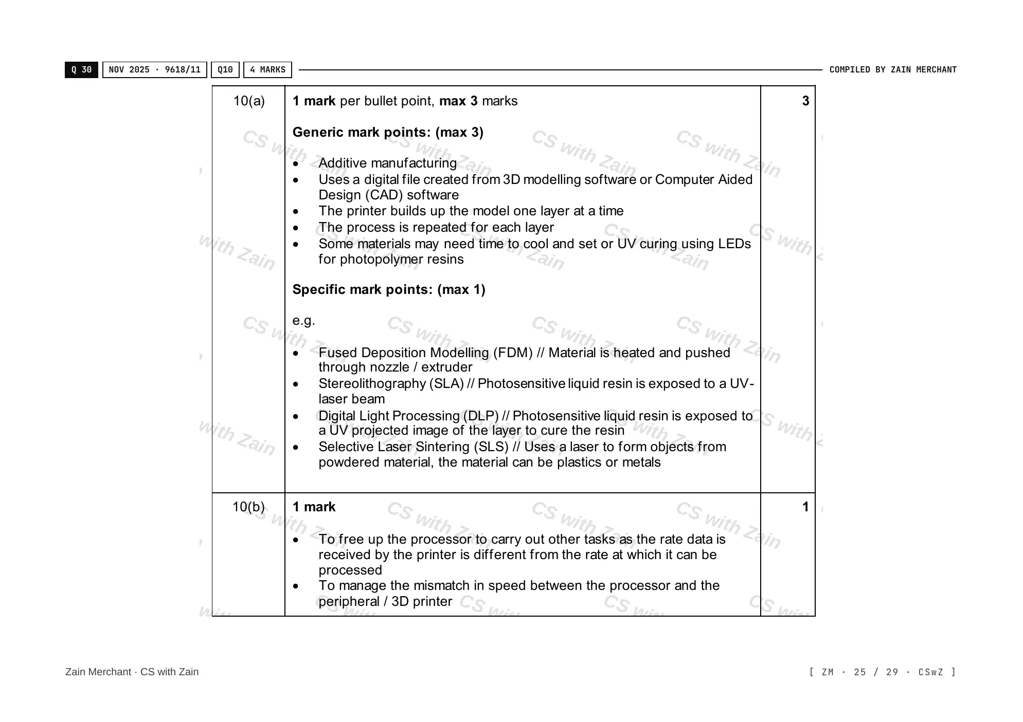 3.1 Computers and their components mark scheme, page 24