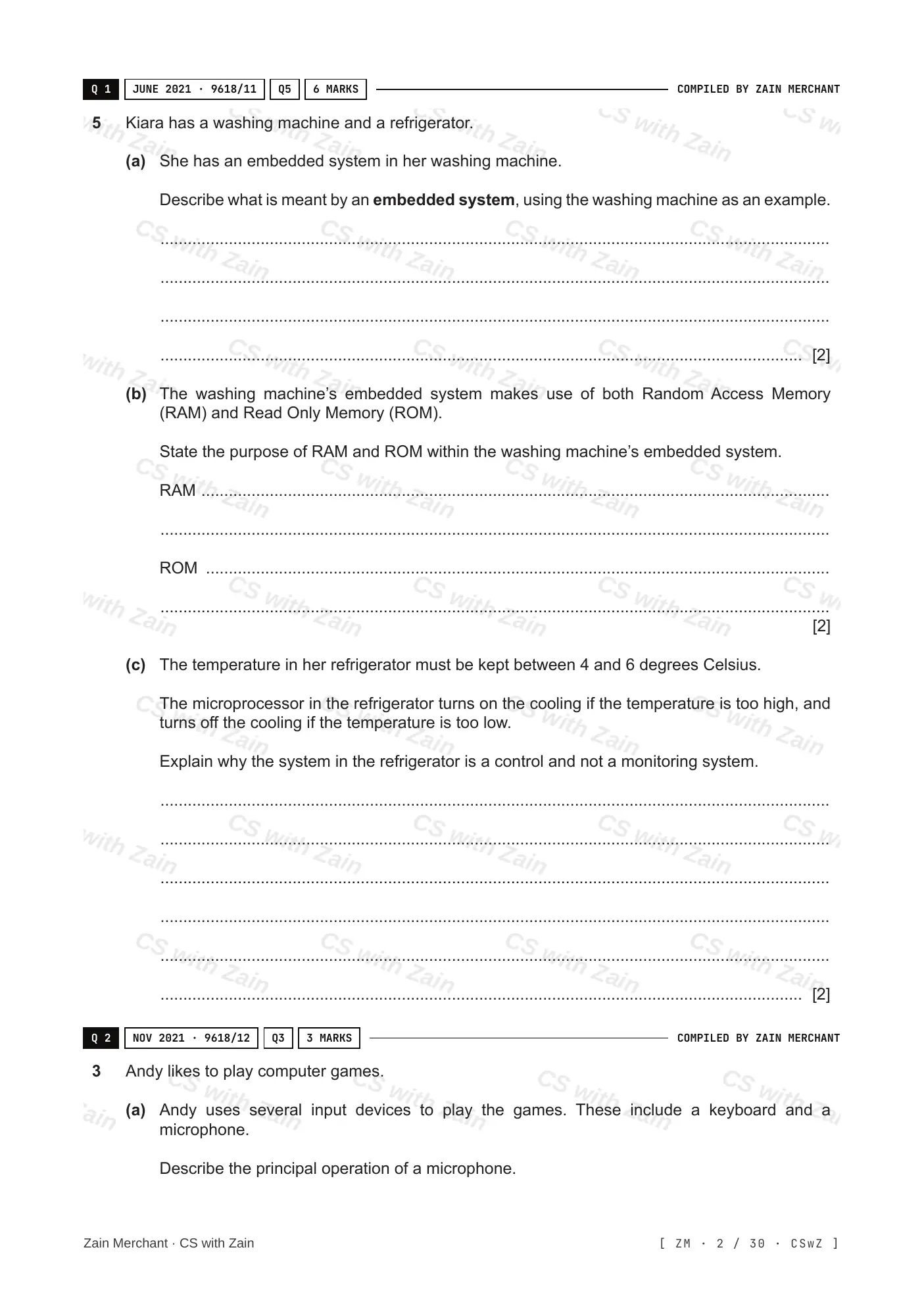 3.1 Computers and their components questions, page 1