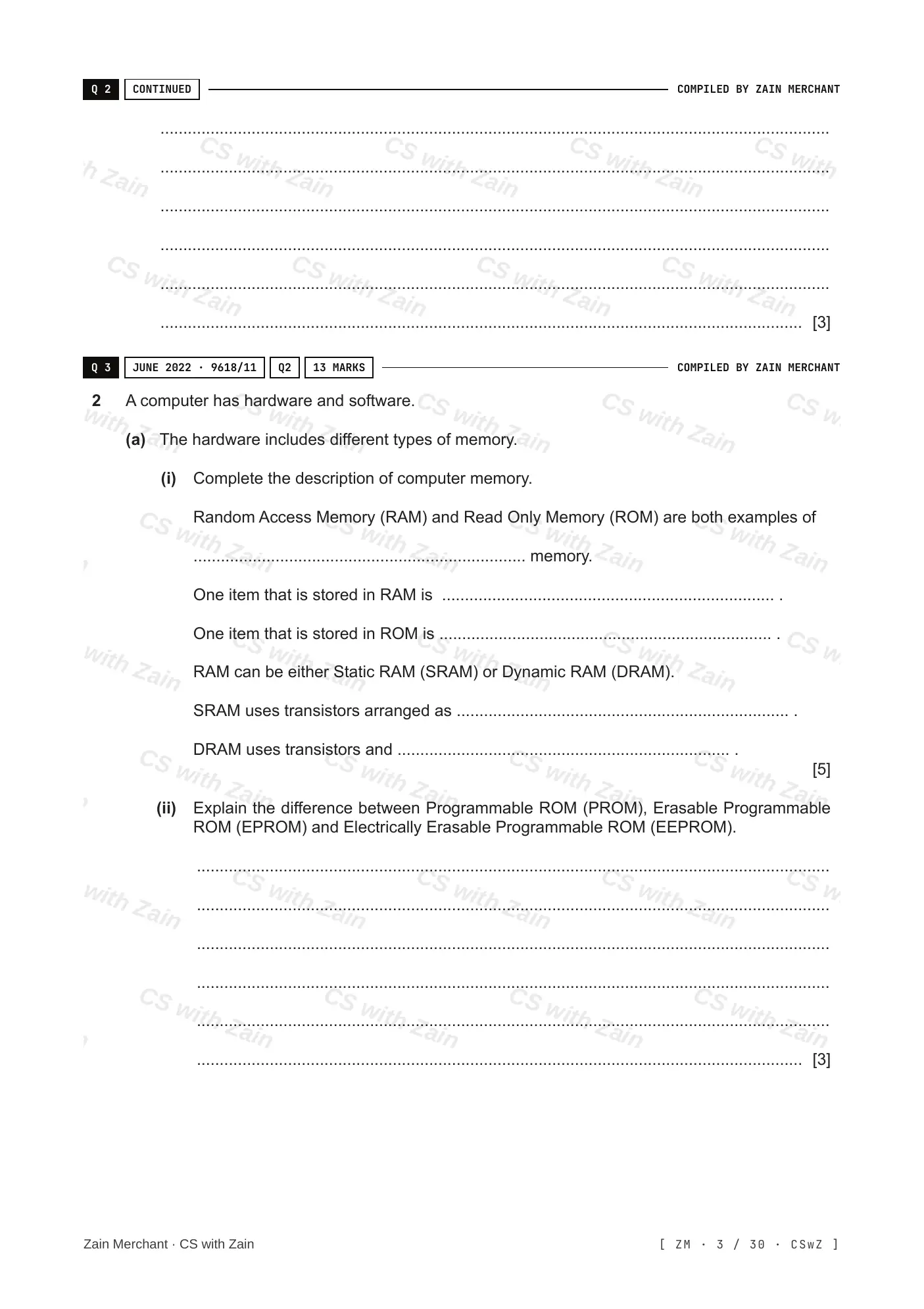 3.1 Computers and their components questions, page 2