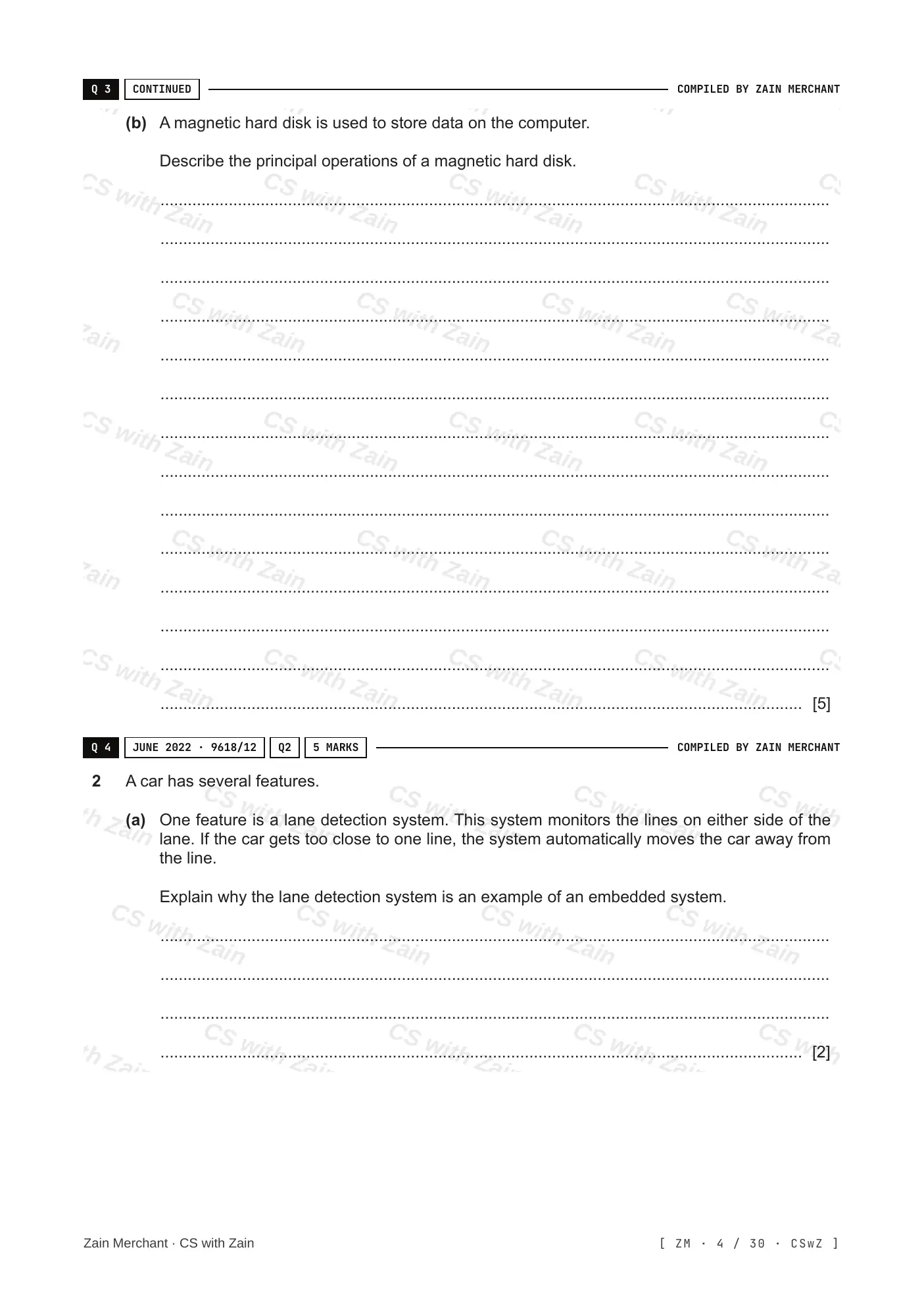 3.1 Computers and their components questions, page 3