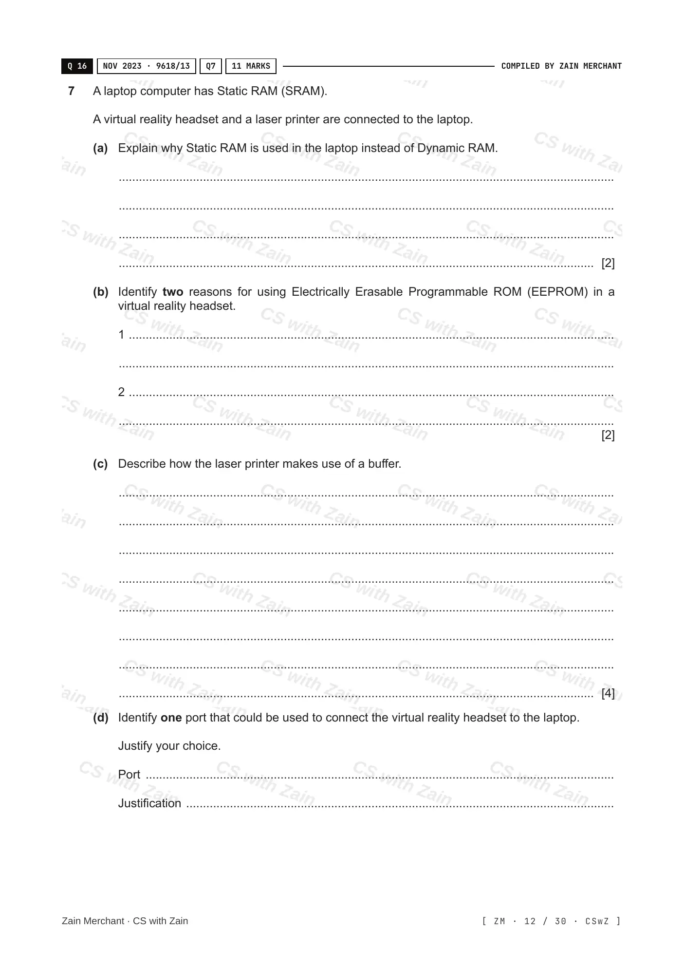 3.1 Computers and their components questions, page 11