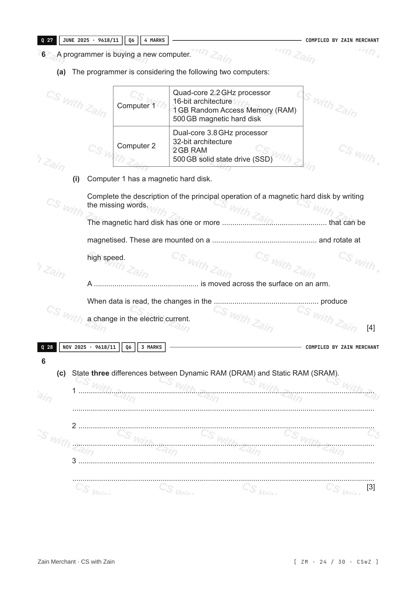 3.1 Computers and their components questions, page 23