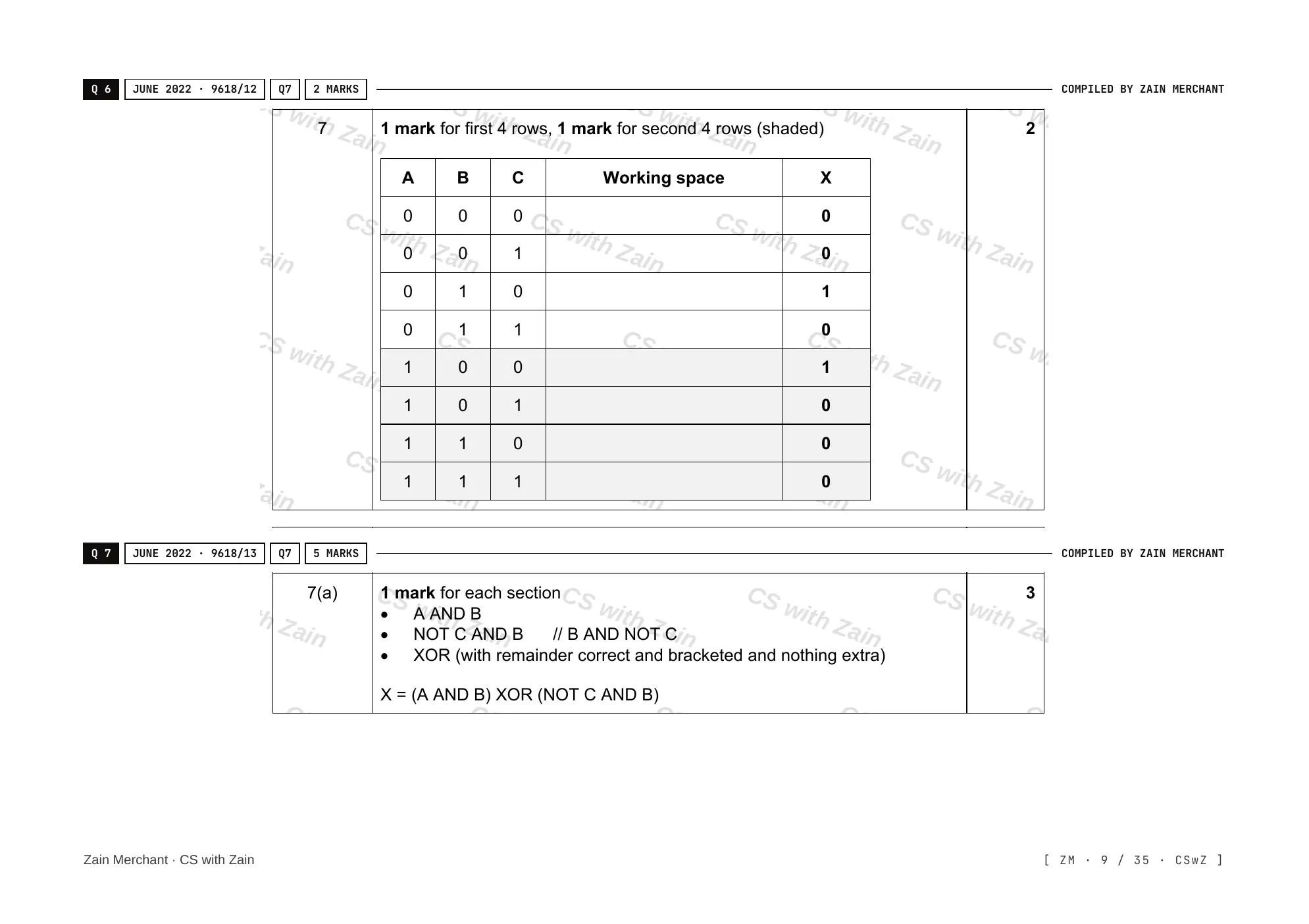 3.2 Logic Gates and Logic Circuits mark scheme, page 8