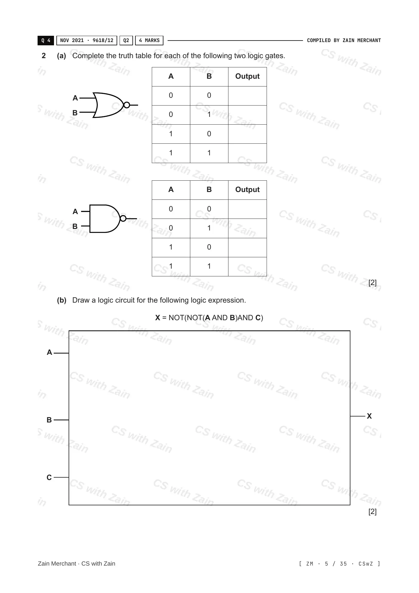 3.2 Logic Gates and Logic Circuits questions, page 4
