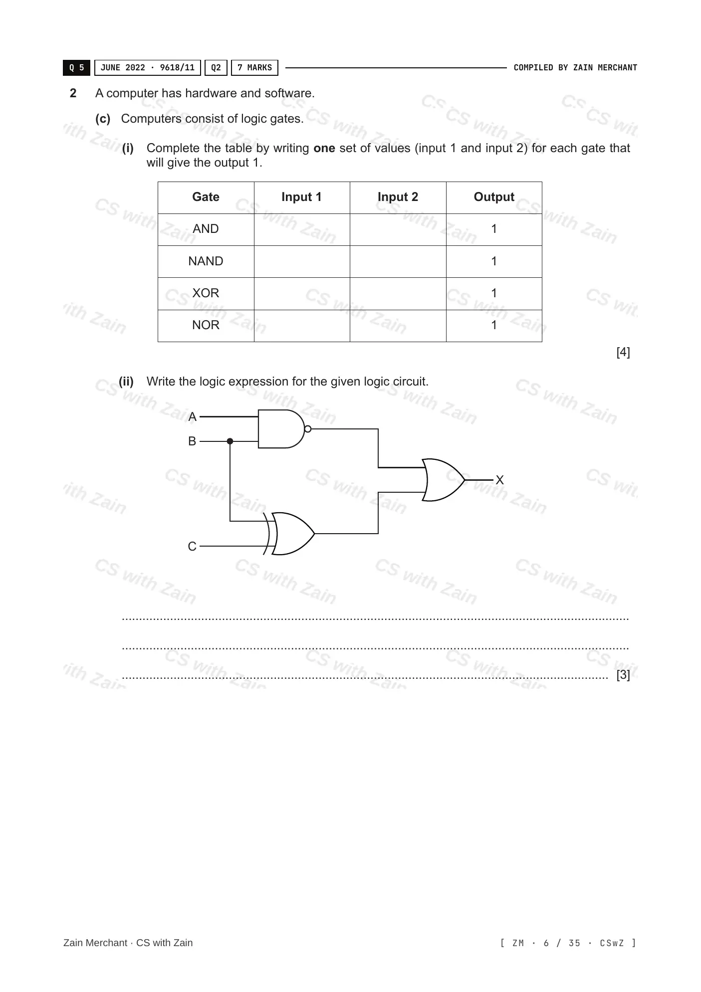 3.2 Logic Gates and Logic Circuits questions, page 5