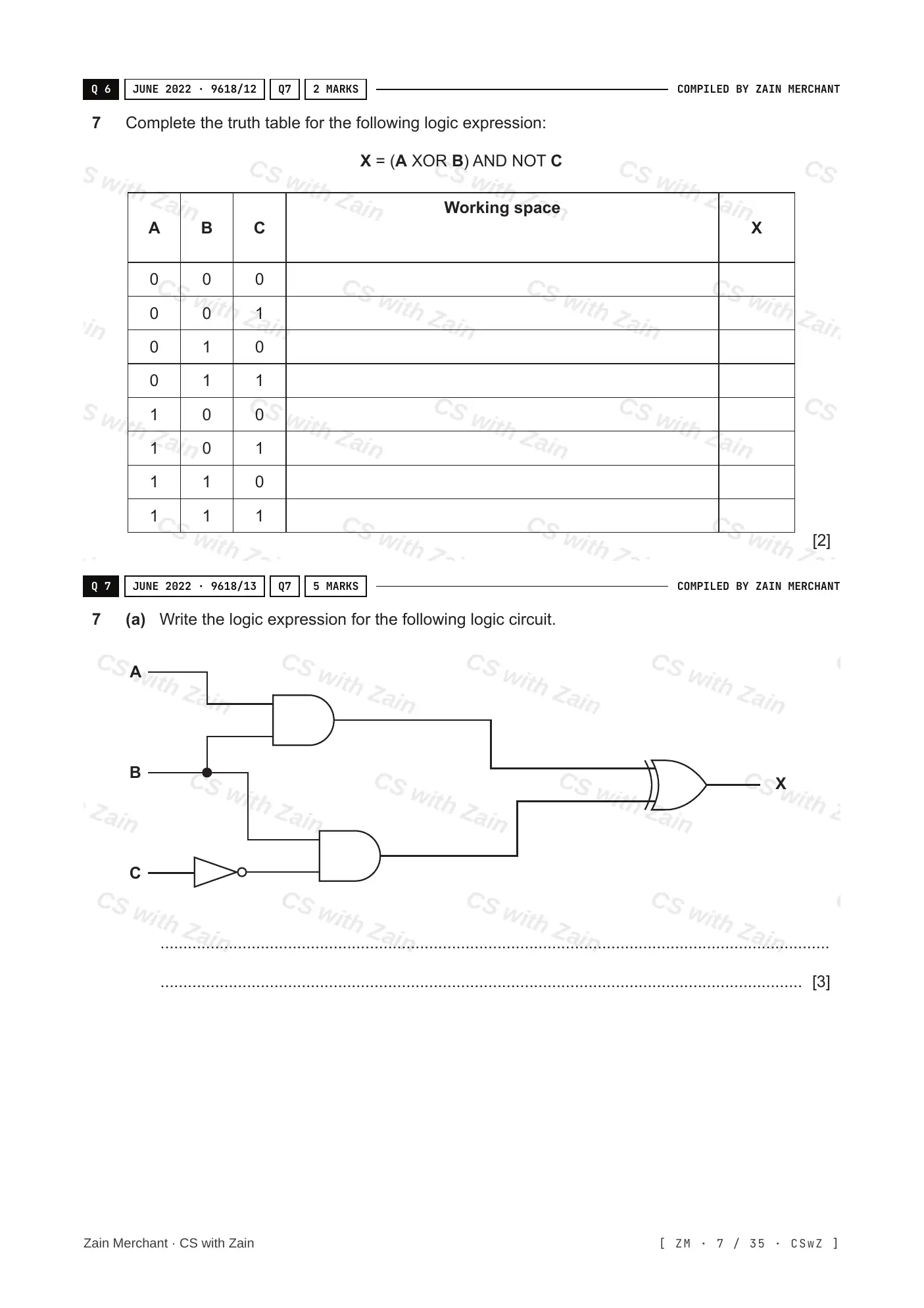 3.2 Logic Gates and Logic Circuits questions, page 6