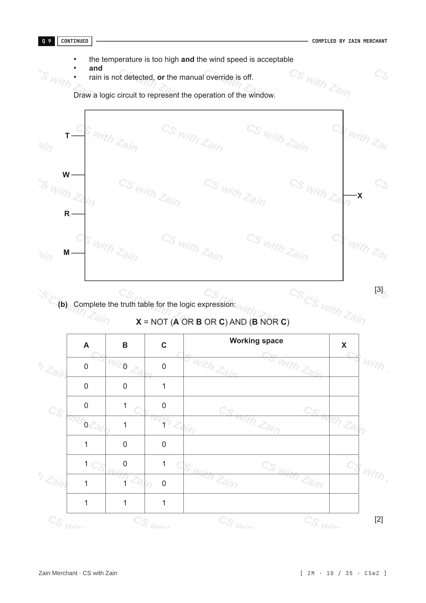 3.2 Logic Gates and Logic Circuits questions, page 9
