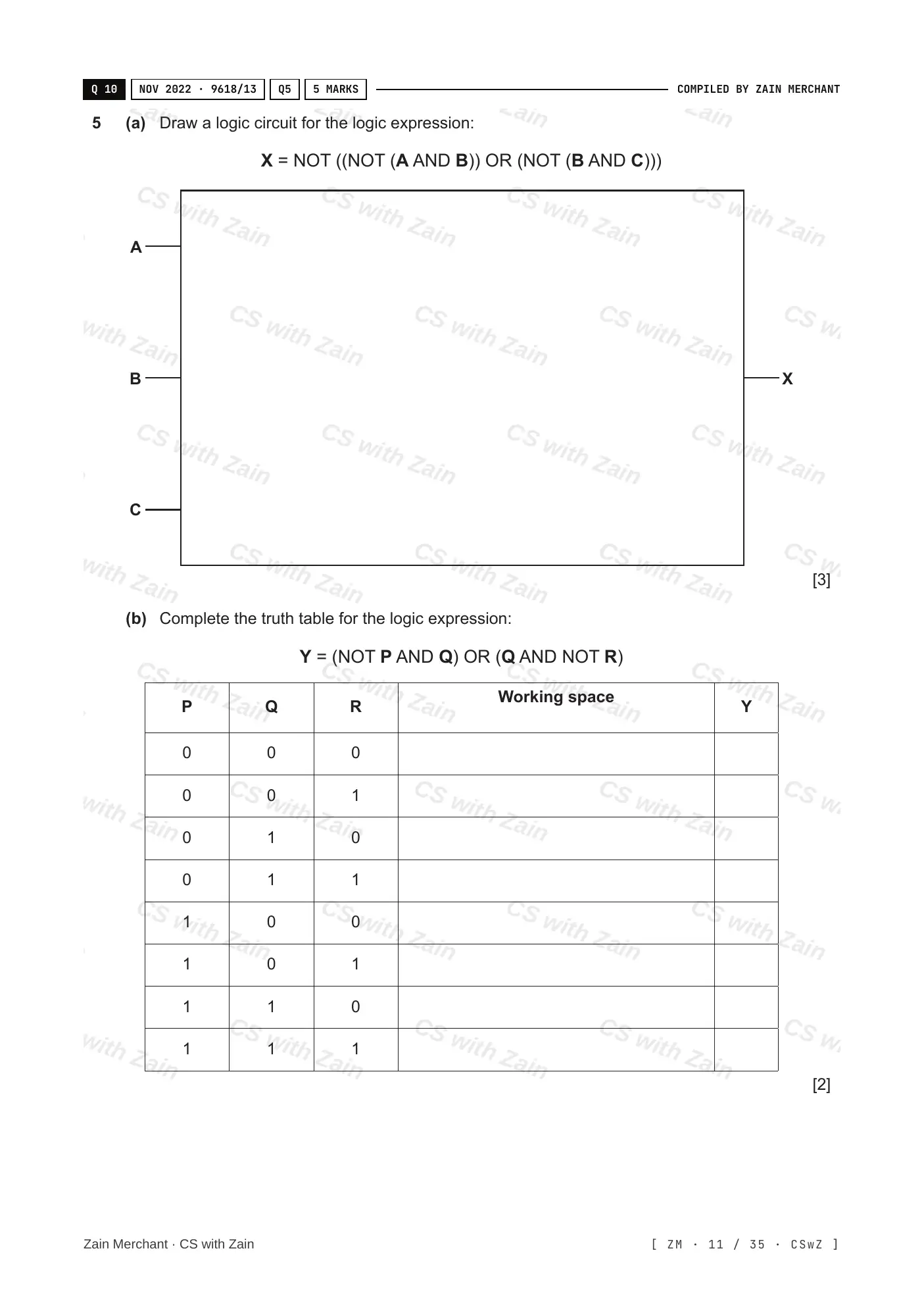 3.2 Logic Gates and Logic Circuits questions, page 10