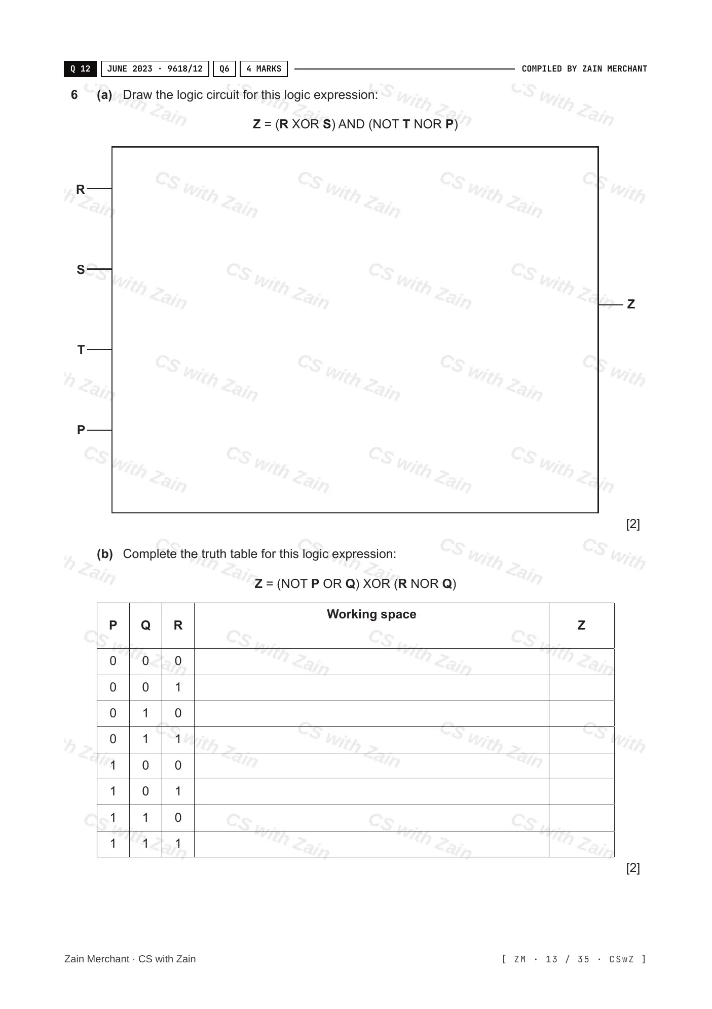 3.2 Logic Gates and Logic Circuits questions, page 12