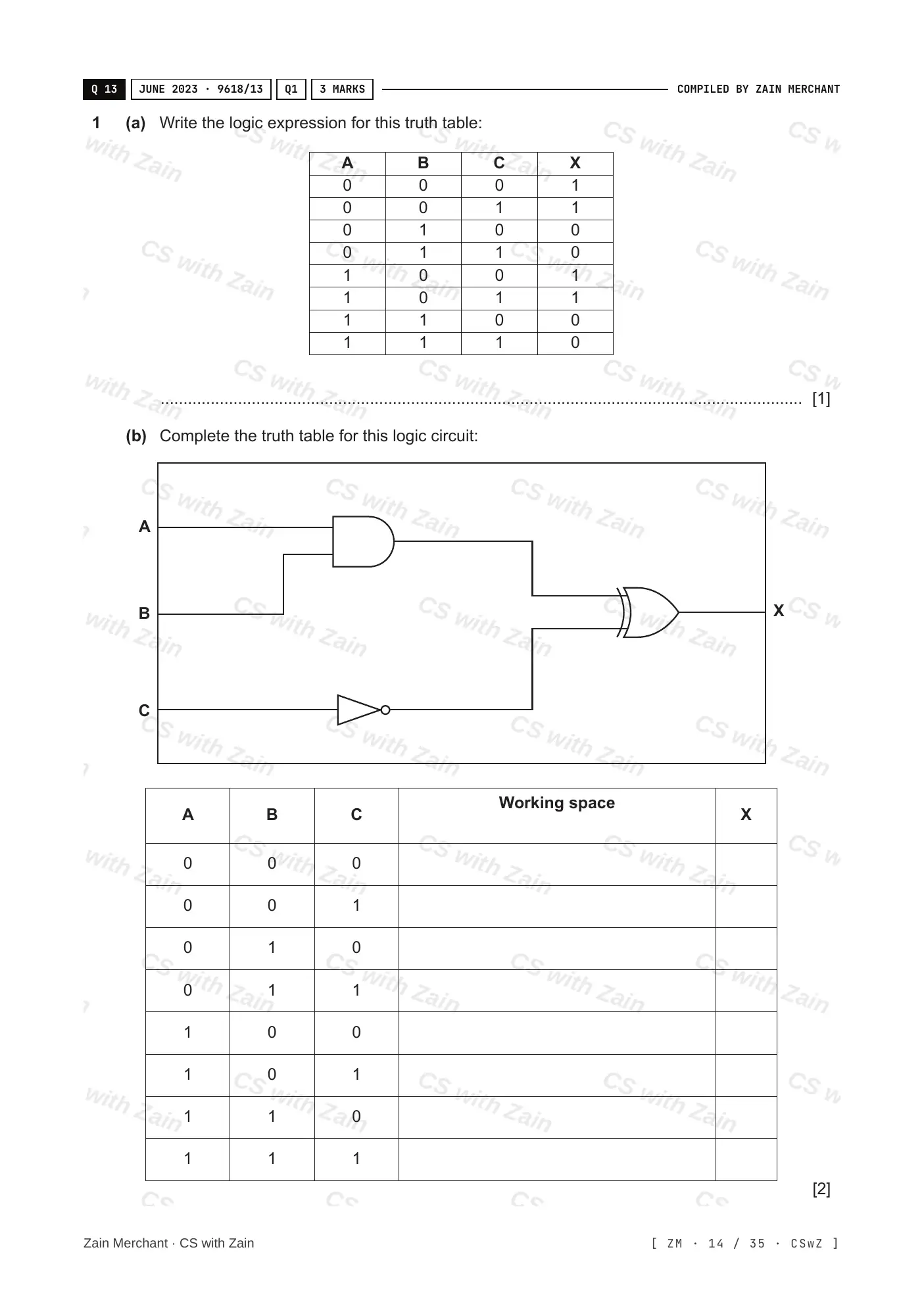 3.2 Logic Gates and Logic Circuits questions, page 13