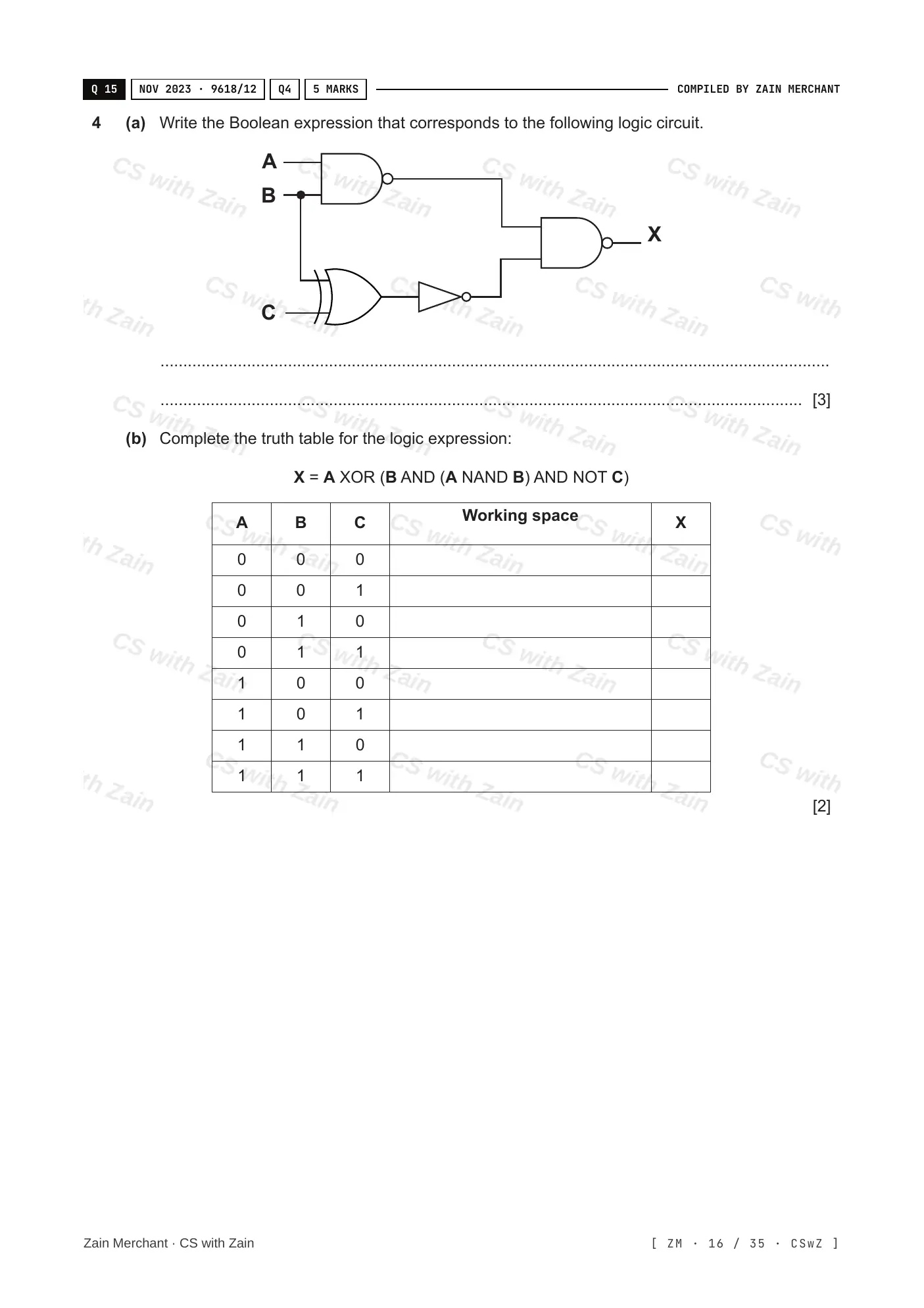 3.2 Logic Gates and Logic Circuits questions, page 15