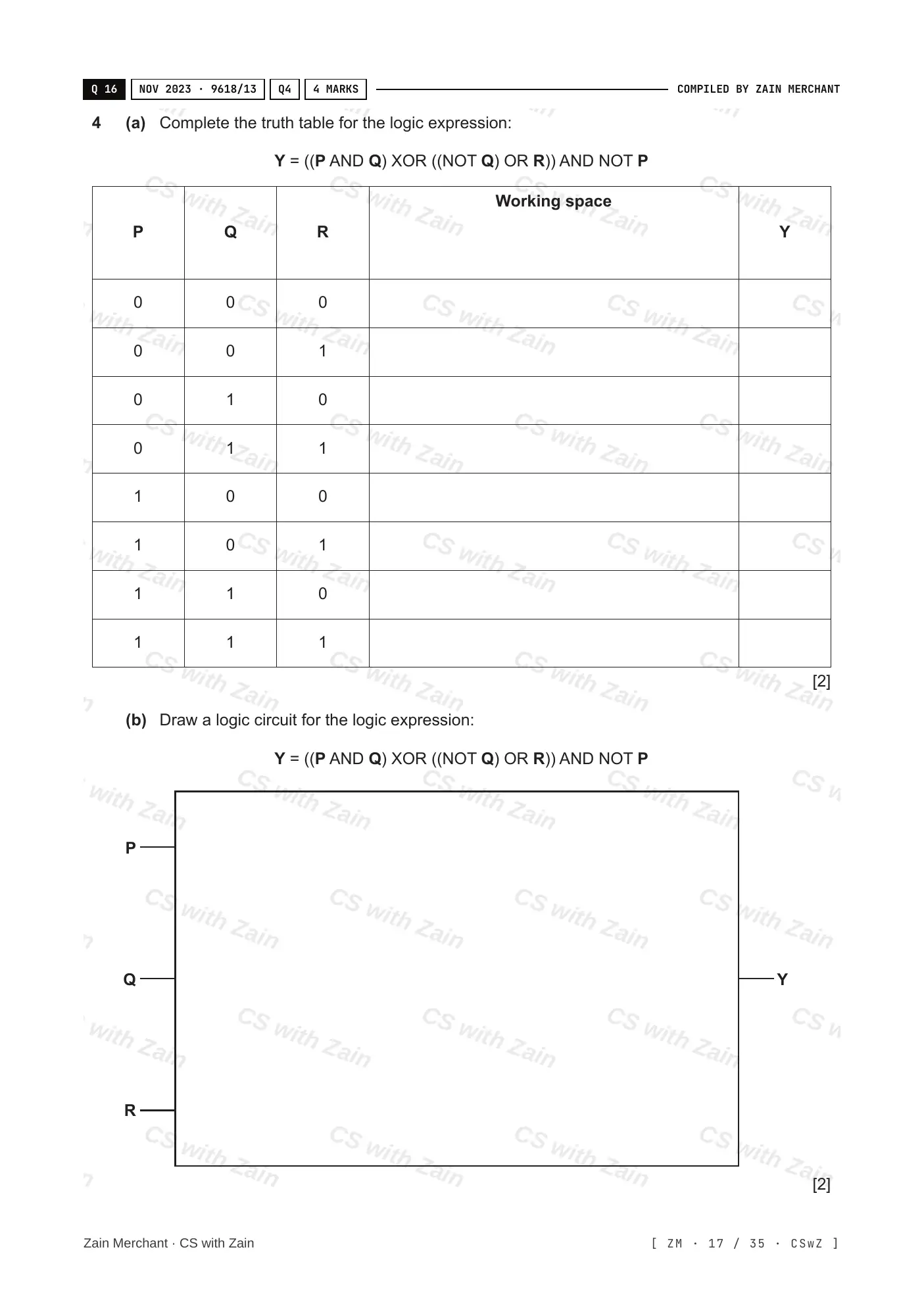 3.2 Logic Gates and Logic Circuits questions, page 16