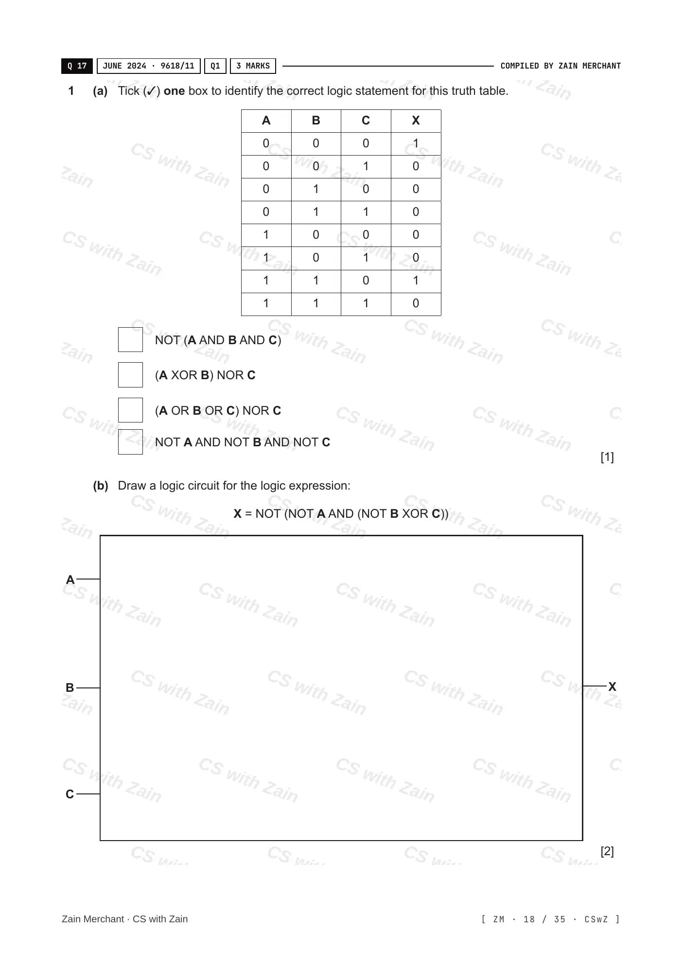 3.2 Logic Gates and Logic Circuits questions, page 17