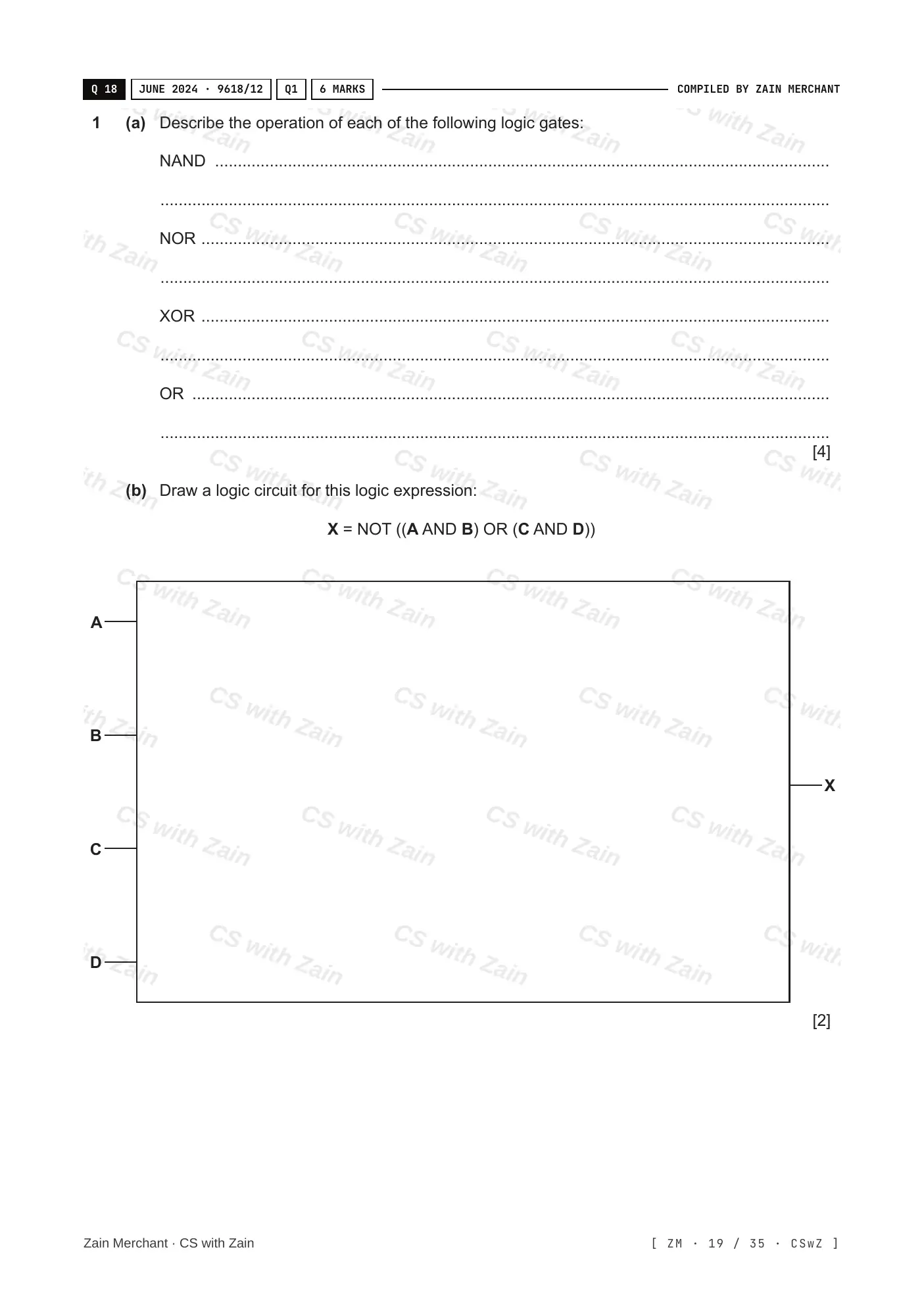 3.2 Logic Gates and Logic Circuits questions, page 18